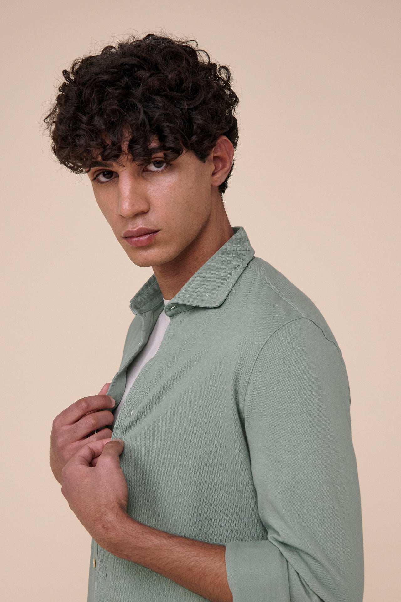 Steve Piquet Organic Cotton Shirt - LIGHTGREEN