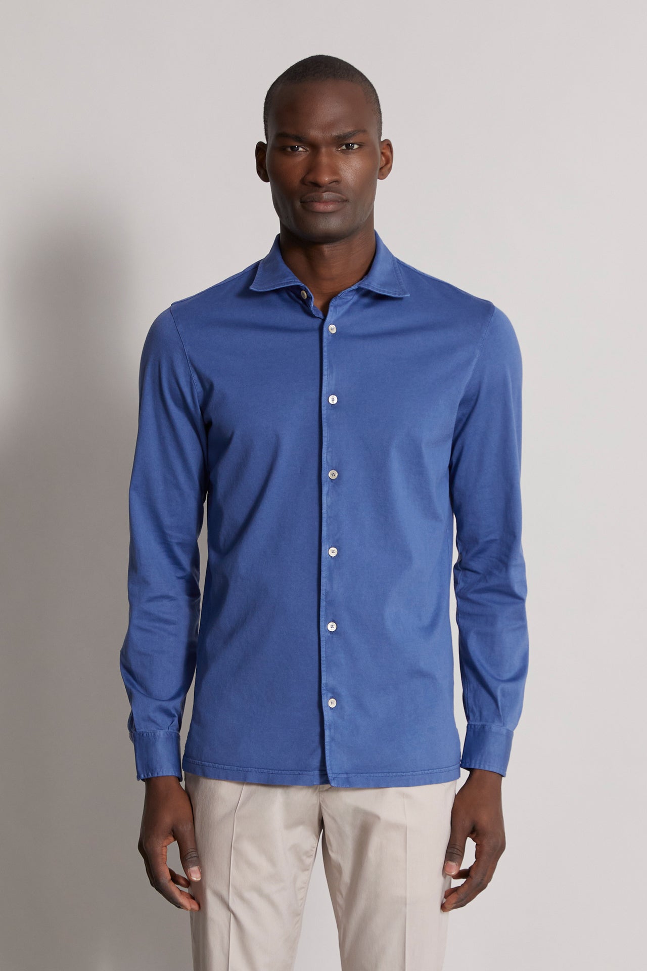 Organic Cotton Shirt - Long Sleeve - Dark Blue - Front View