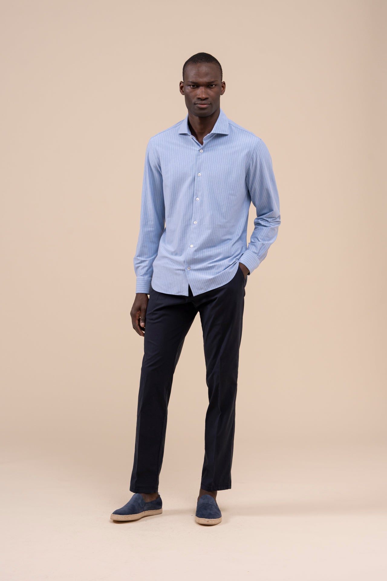 Giorgio Tecno Jersey Long Sleeve Striped Shirt
