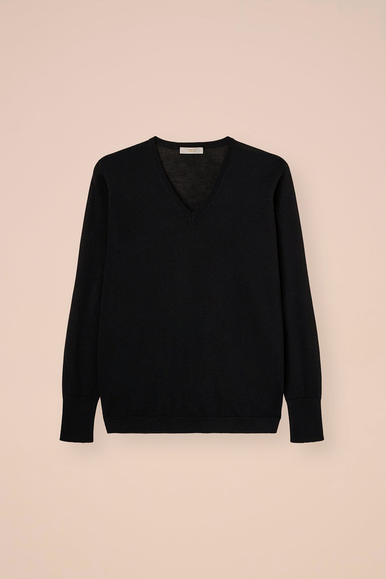 Pull Pearly in cashmere e seta con scollo a V - BLACK