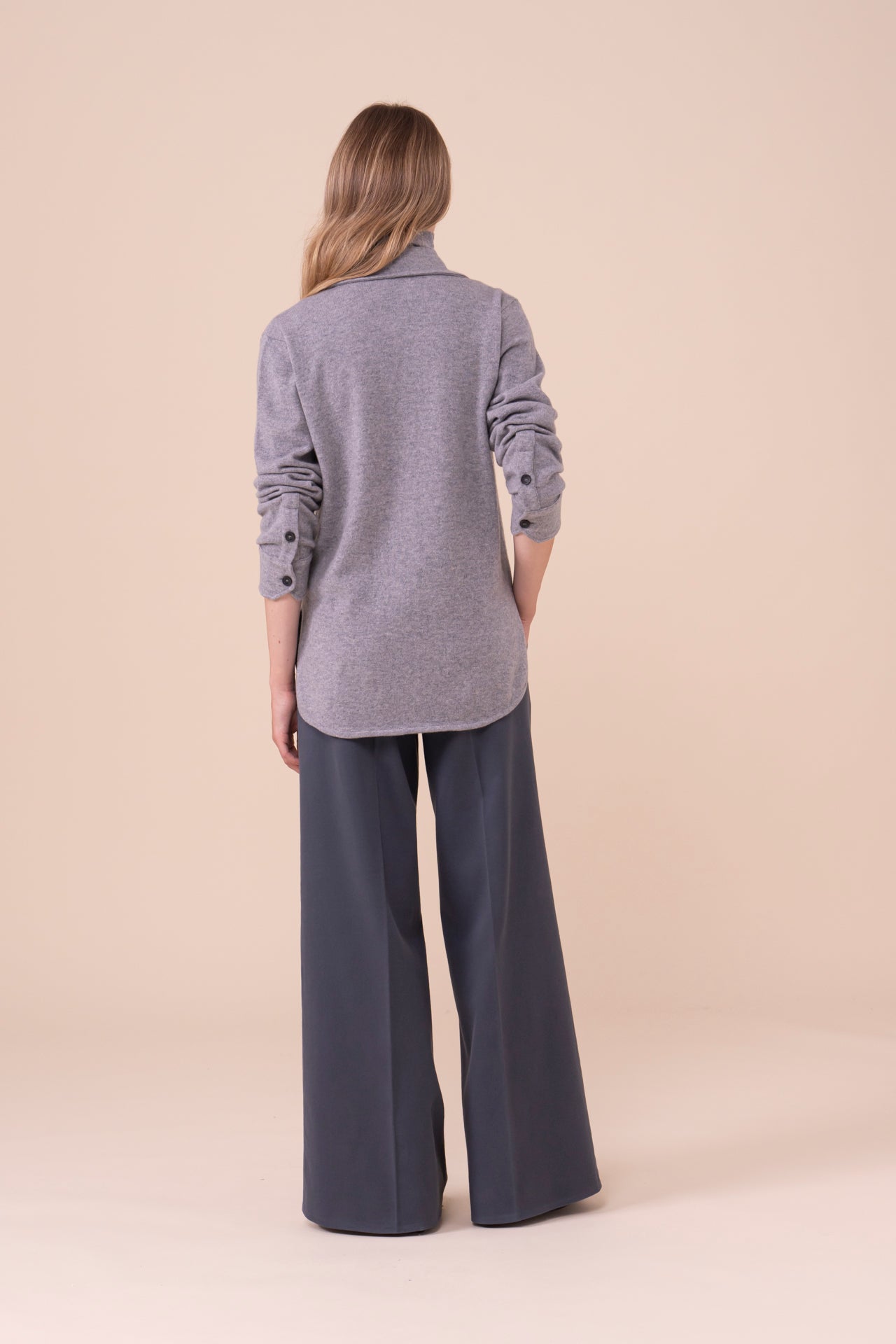 Corviglia overshirt in cashmere con bottoni - GRAY