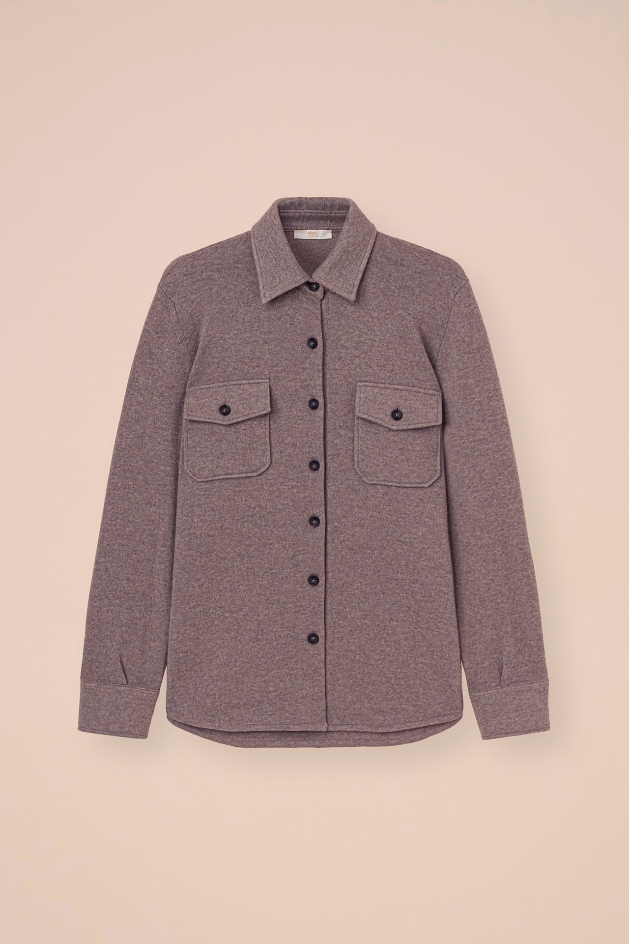 Corviglia overshirt in cashmere con bottoni - GRAY