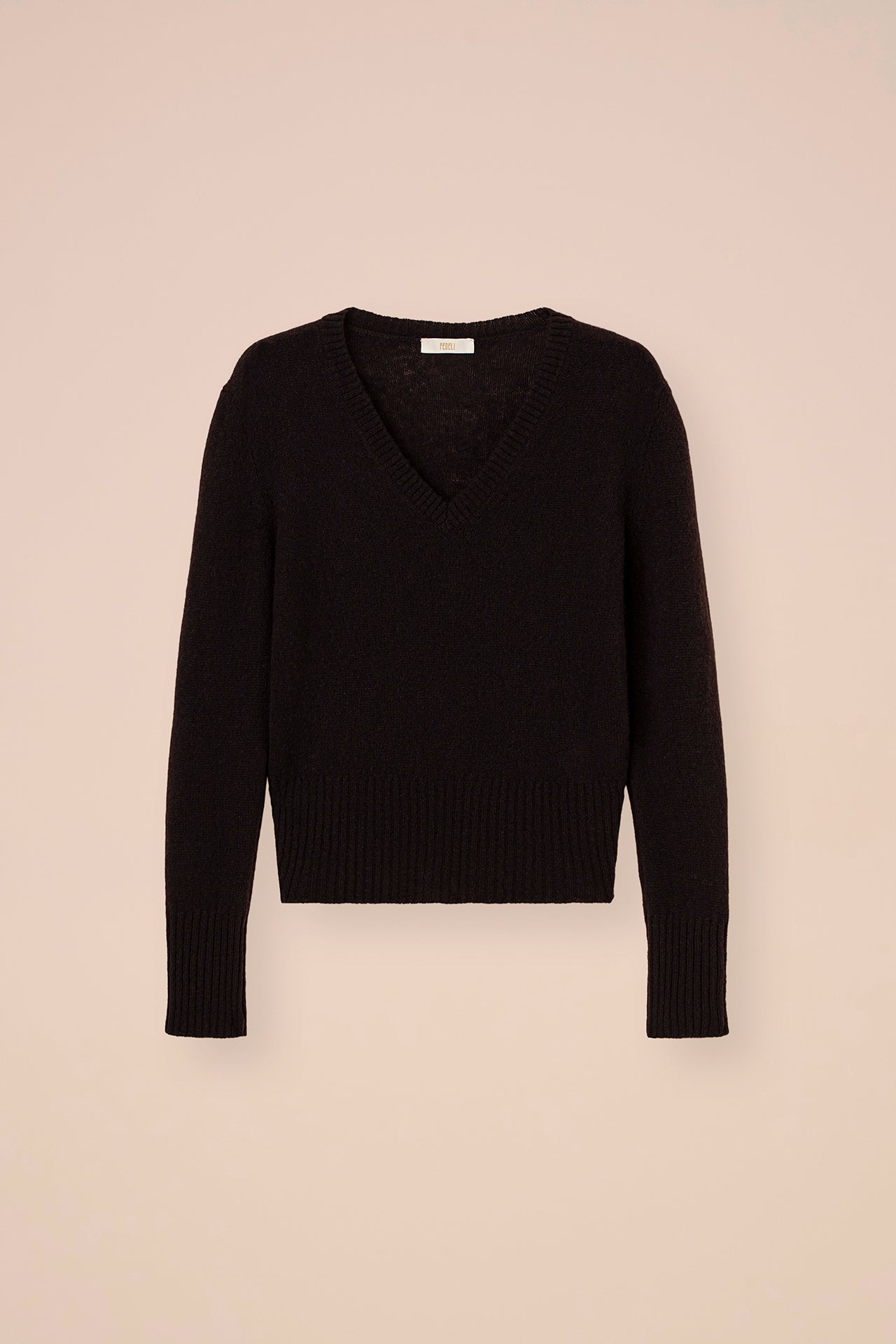 Ardesia Second Skin maglia scollo a V in cashmere - DARKCHOCOLATE