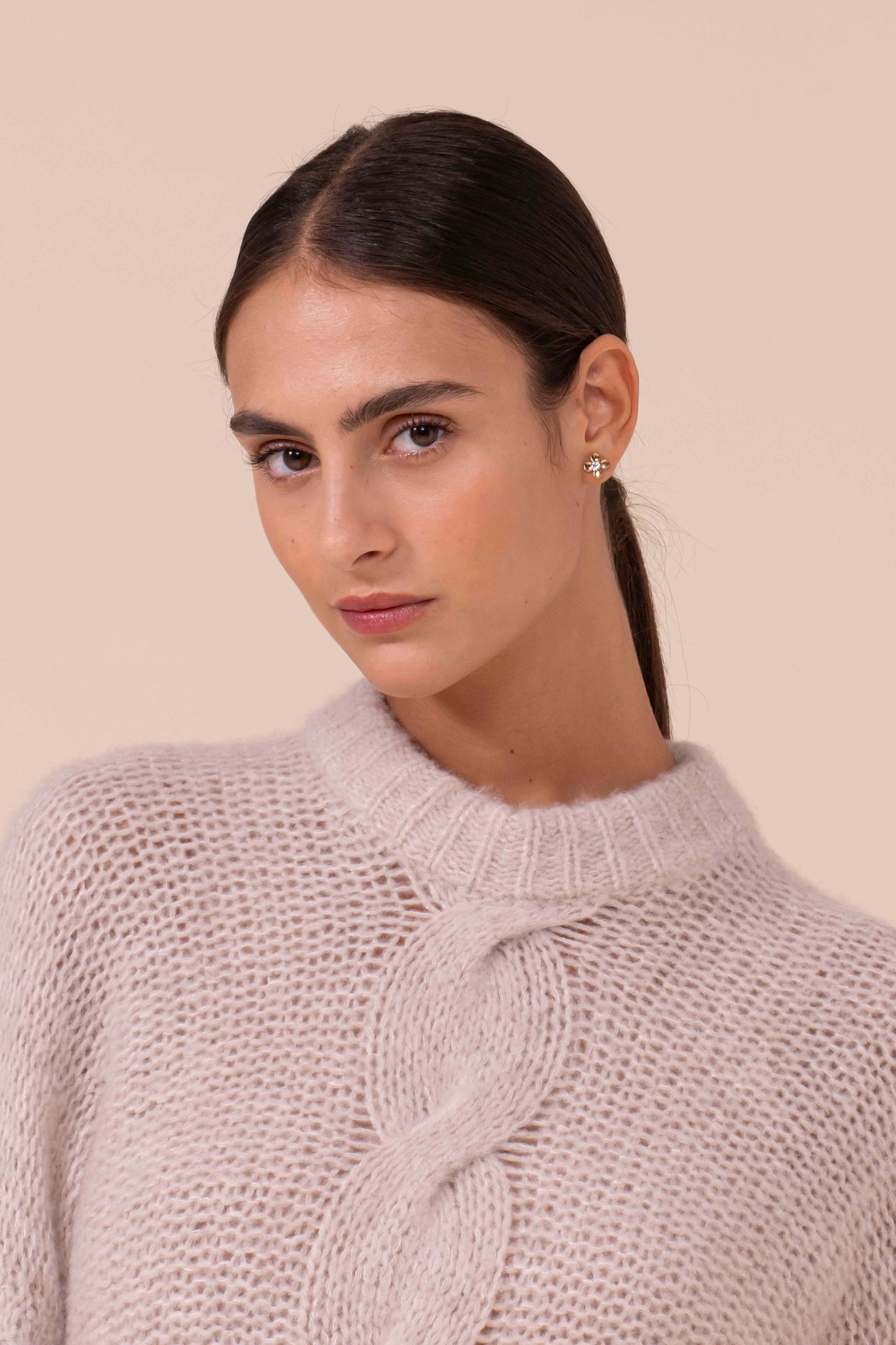Diaspro Foam Wool and Silk Crewneck - DESERT