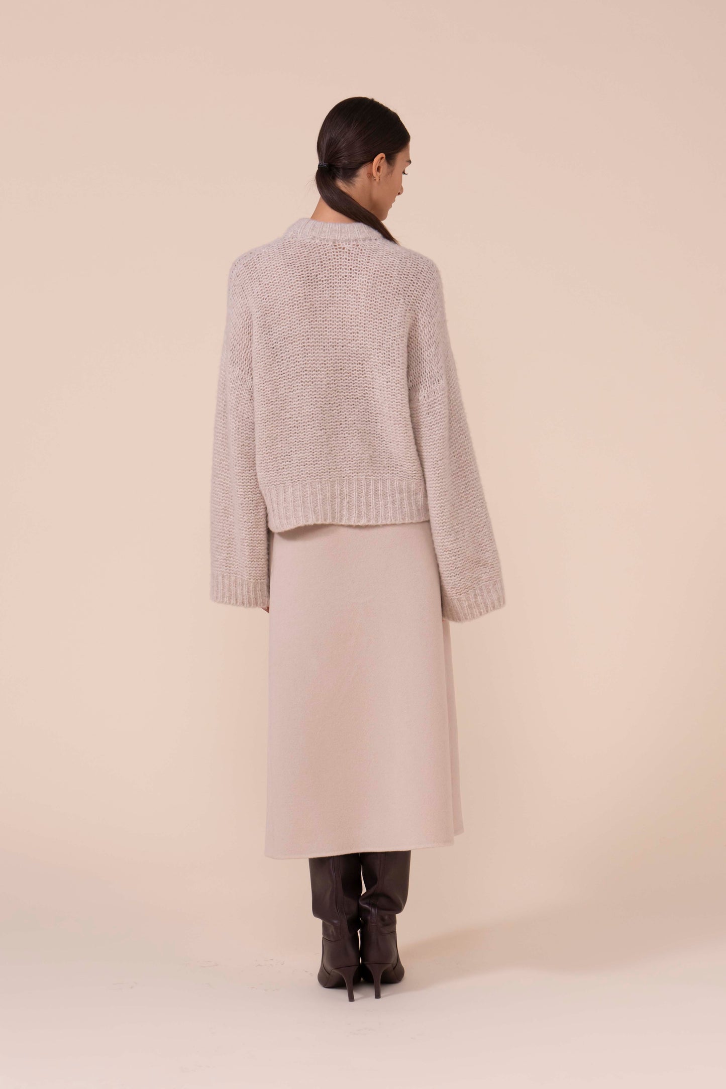 Diaspro Foam Wool and Silk Crewneck - DESERT