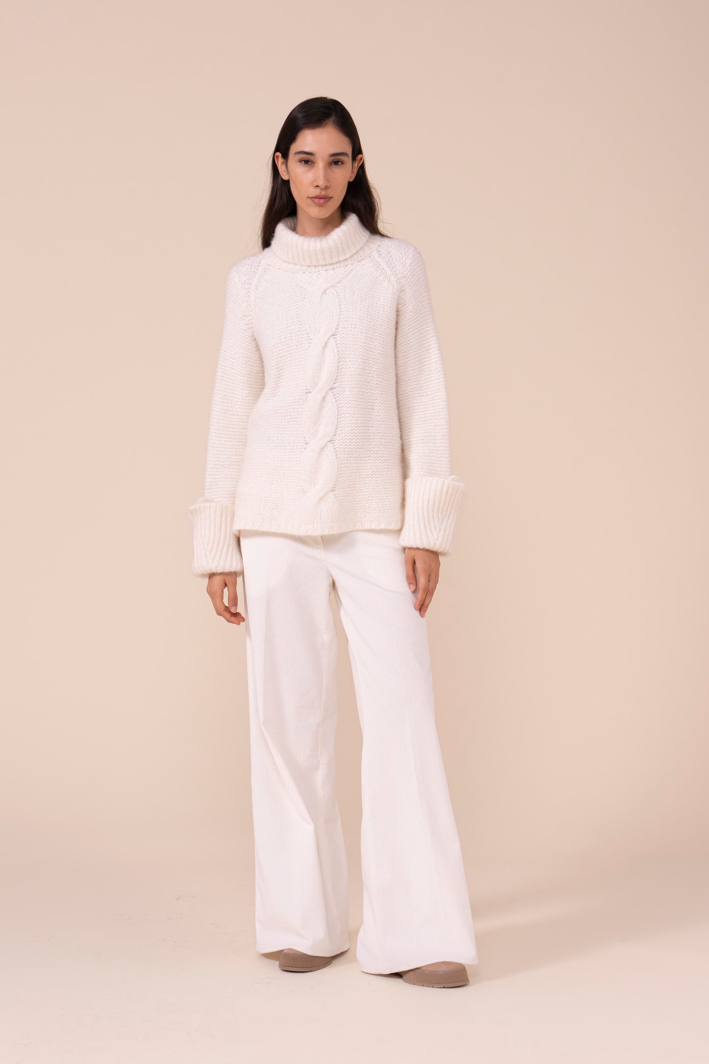 Morganite Foam Wool and Silk Turtleneck - ICE