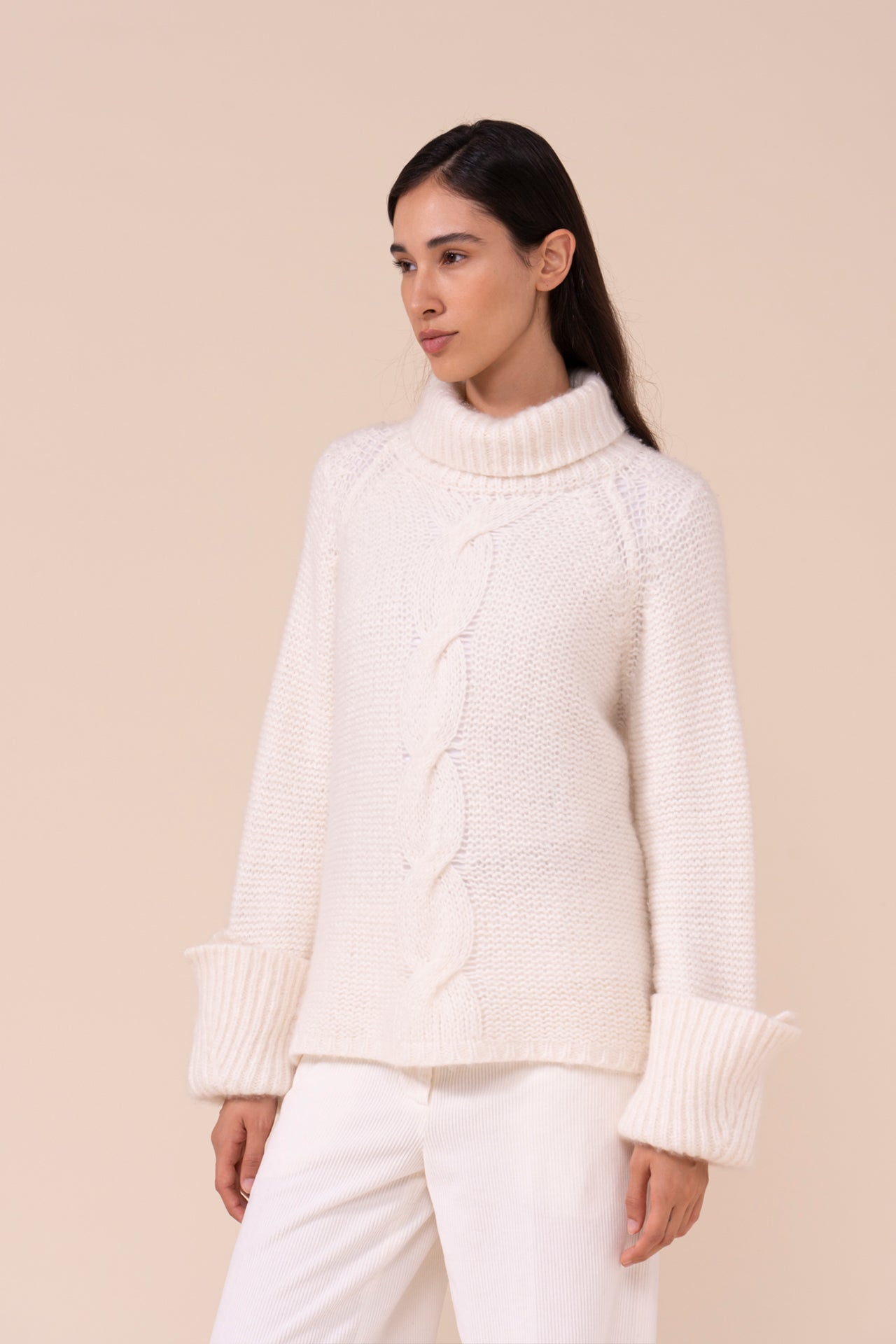 Morganite Foam Wool and Silk Turtleneck - ICE