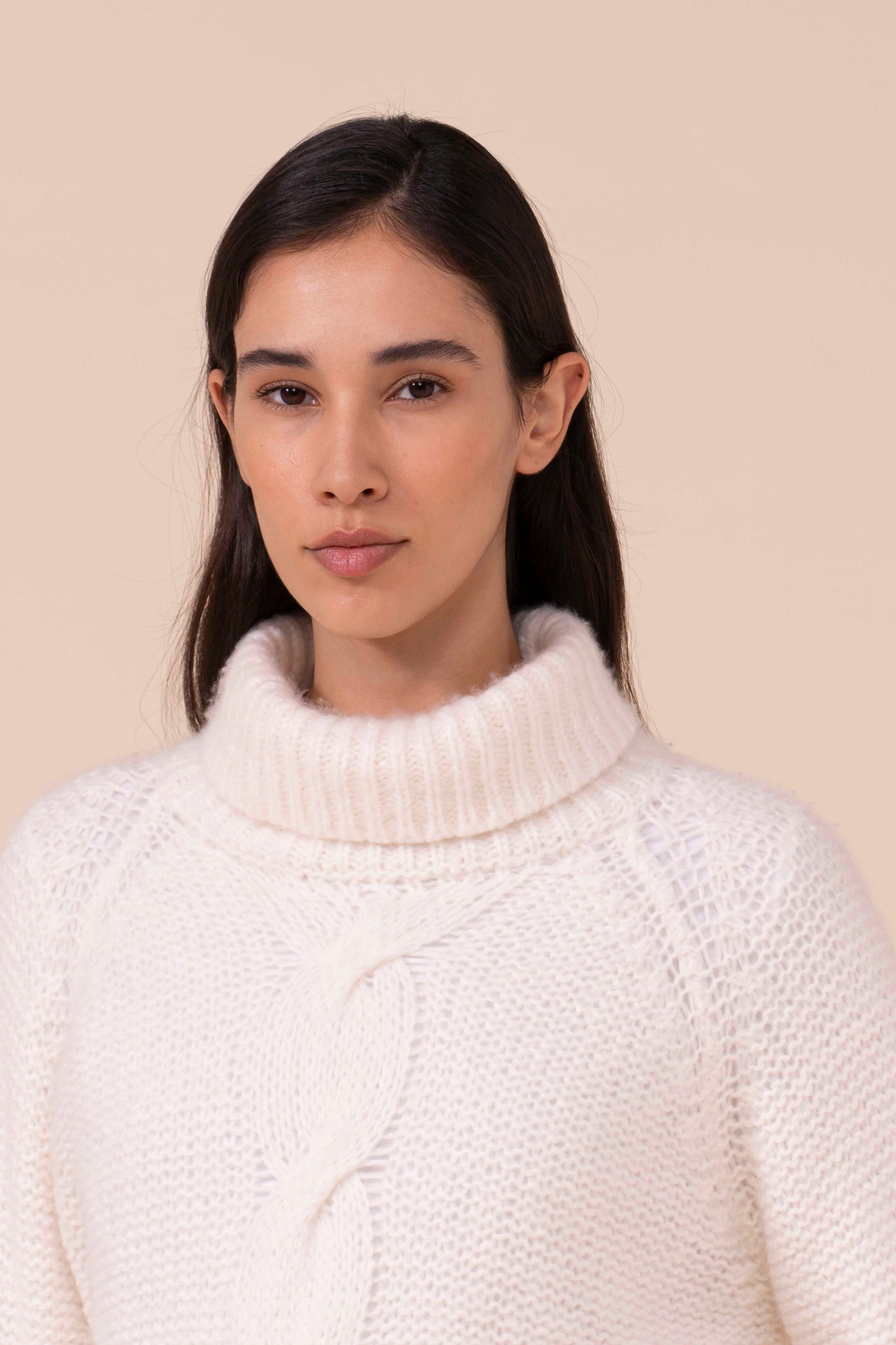Morganite Foam Wool and Silk Turtleneck - ICE