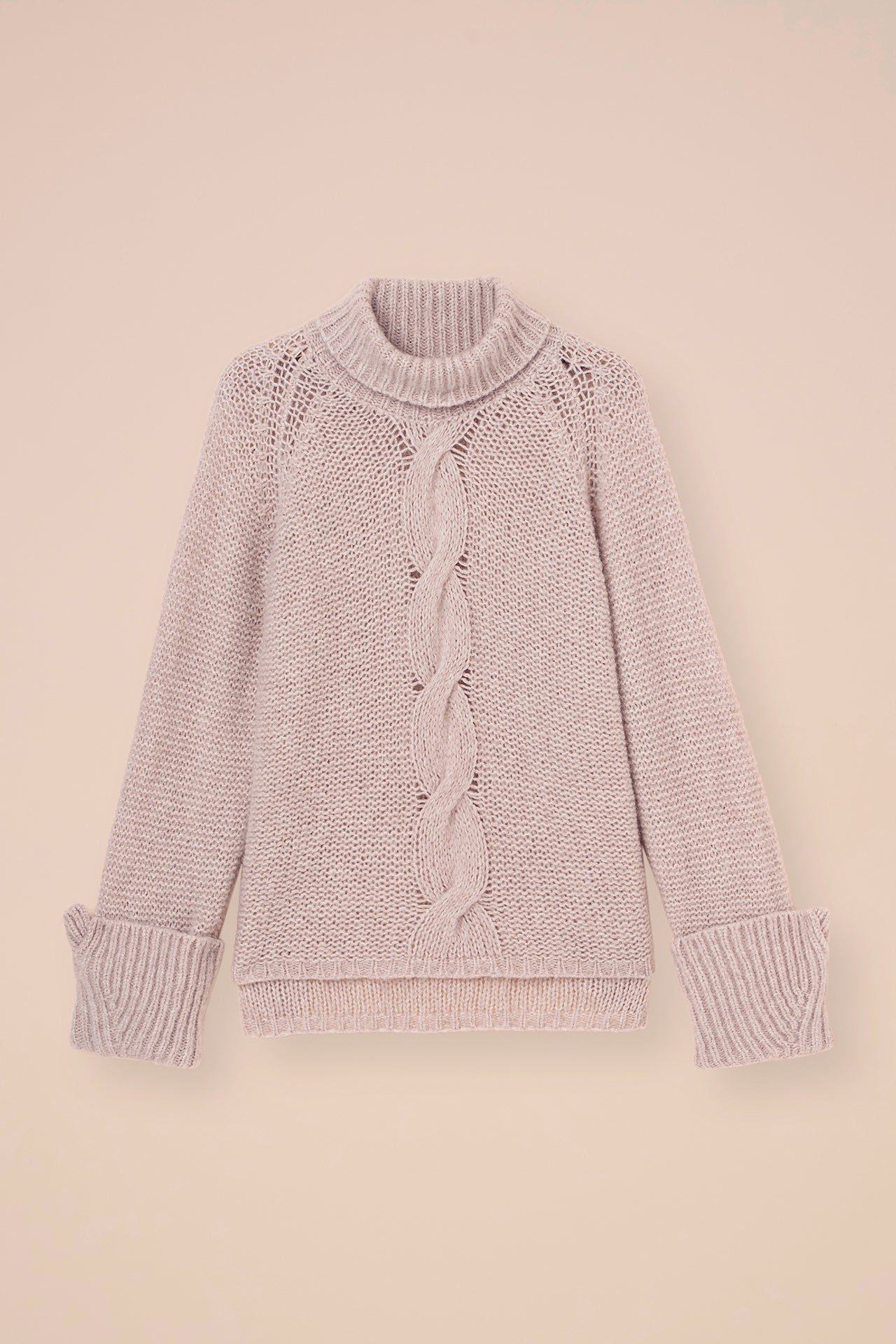 Morganite Foam Wool and Silk Turtleneck - ICE
