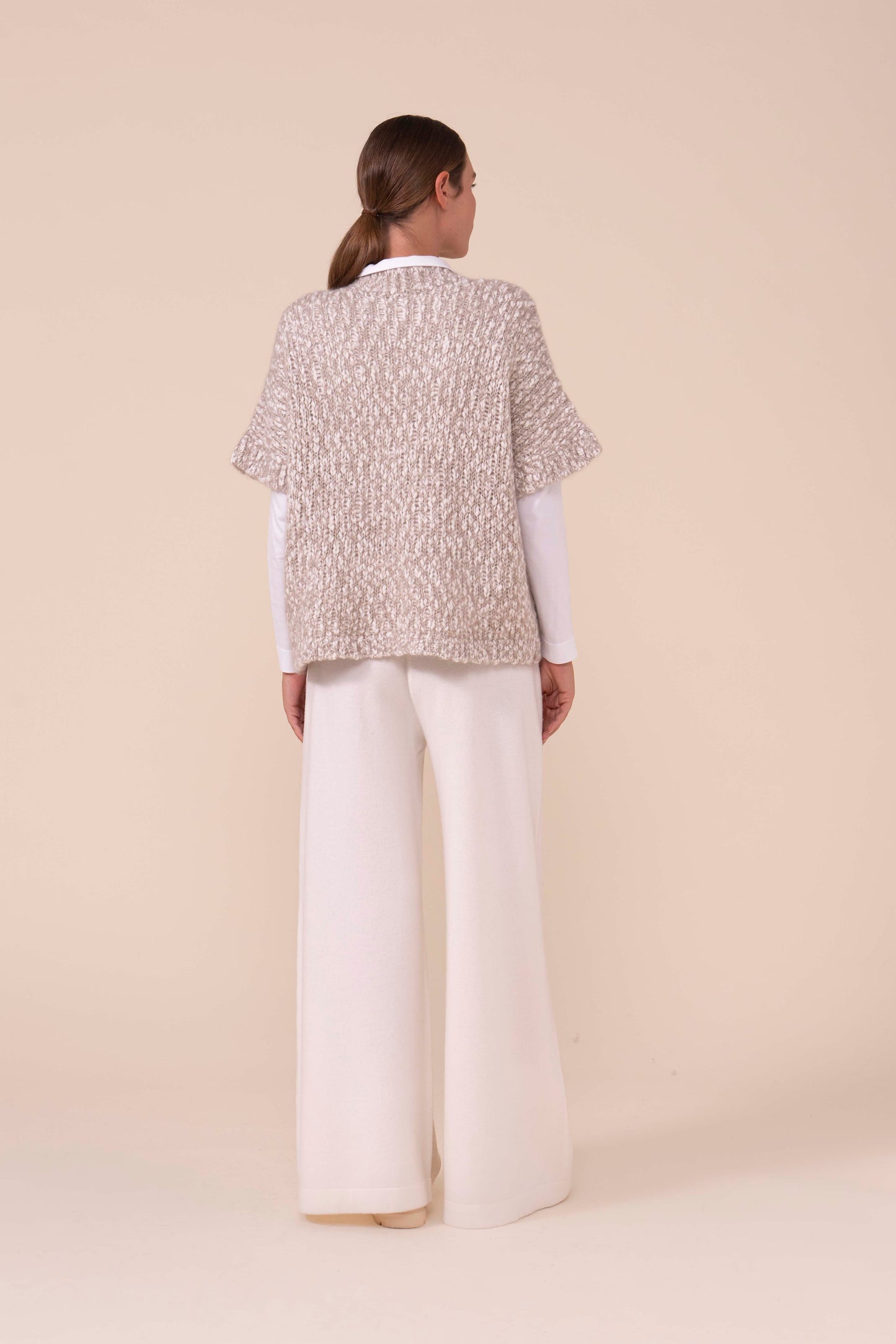 Salgemma Bubbly gilet boxy in lana e mohair-seta - DESERT