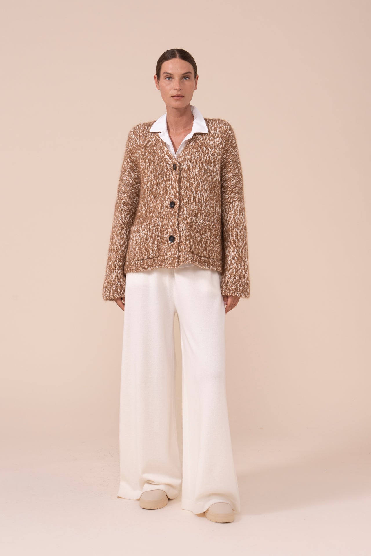 Ametrina Bubbly cardigan in lana e mohair-seta - MUSTARD
