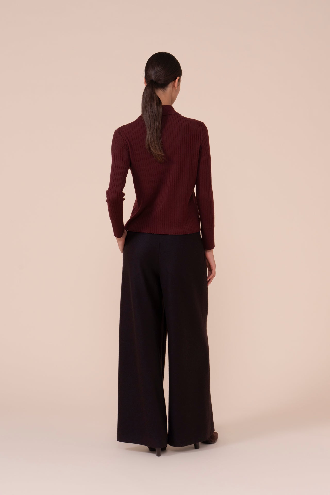 Galena polo in lana Merino superfine - MERLOT