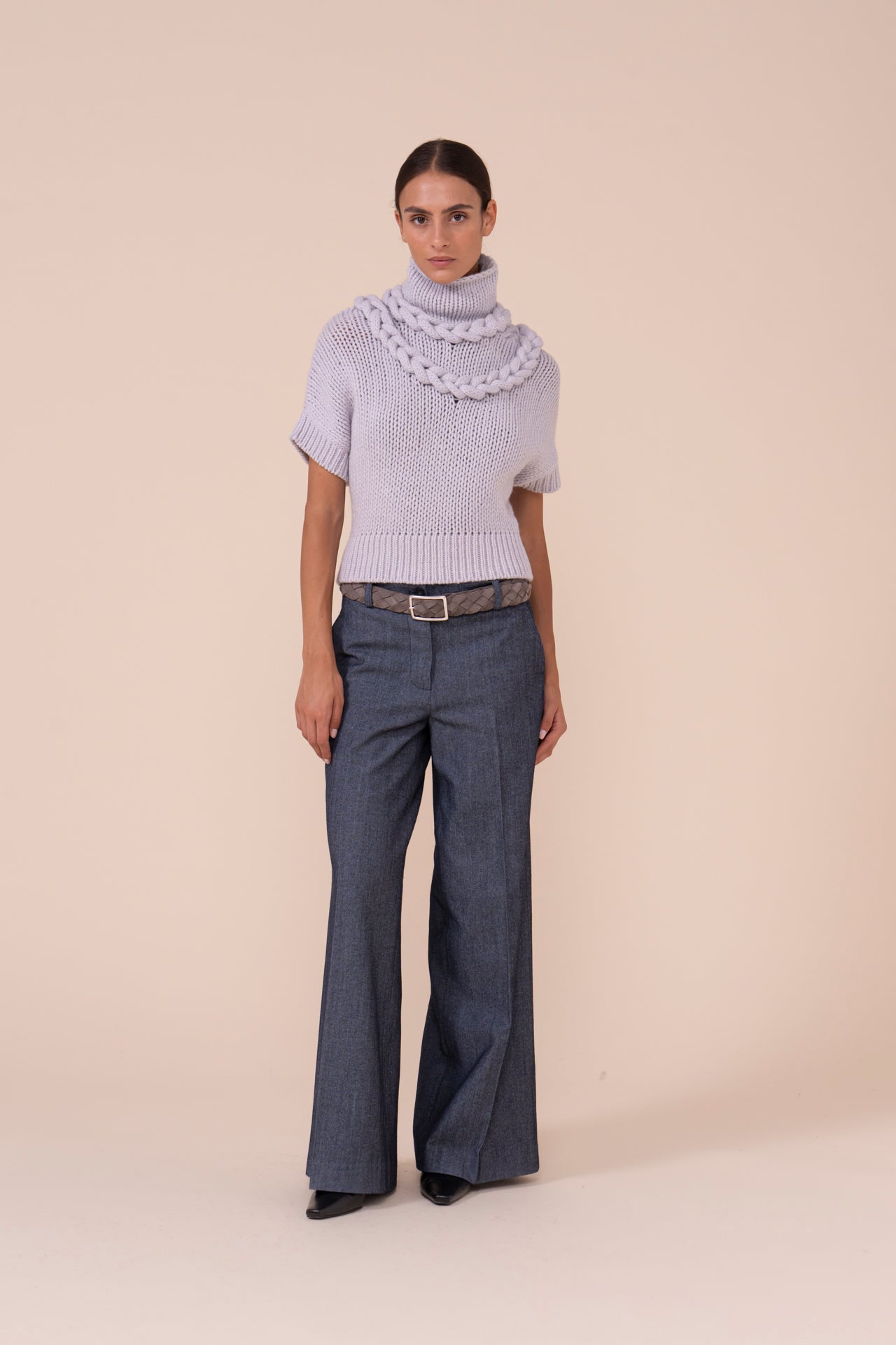 Rodolite Biggie gilet in lana e cashmere fatto a mano - LIGHTGRAY