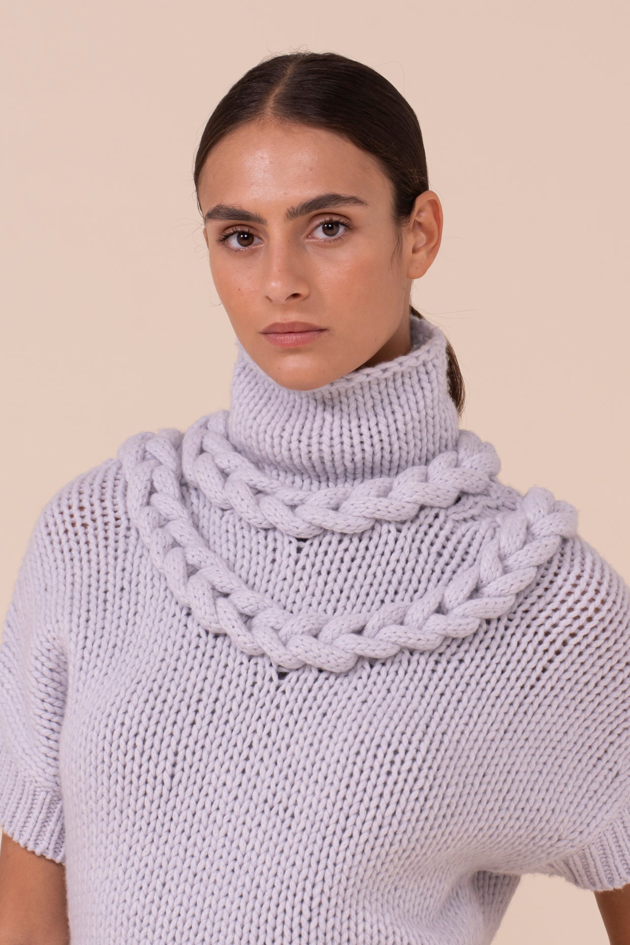 Rodolite Biggie gilet in lana e cashmere fatto a mano - LIGHTGRAY