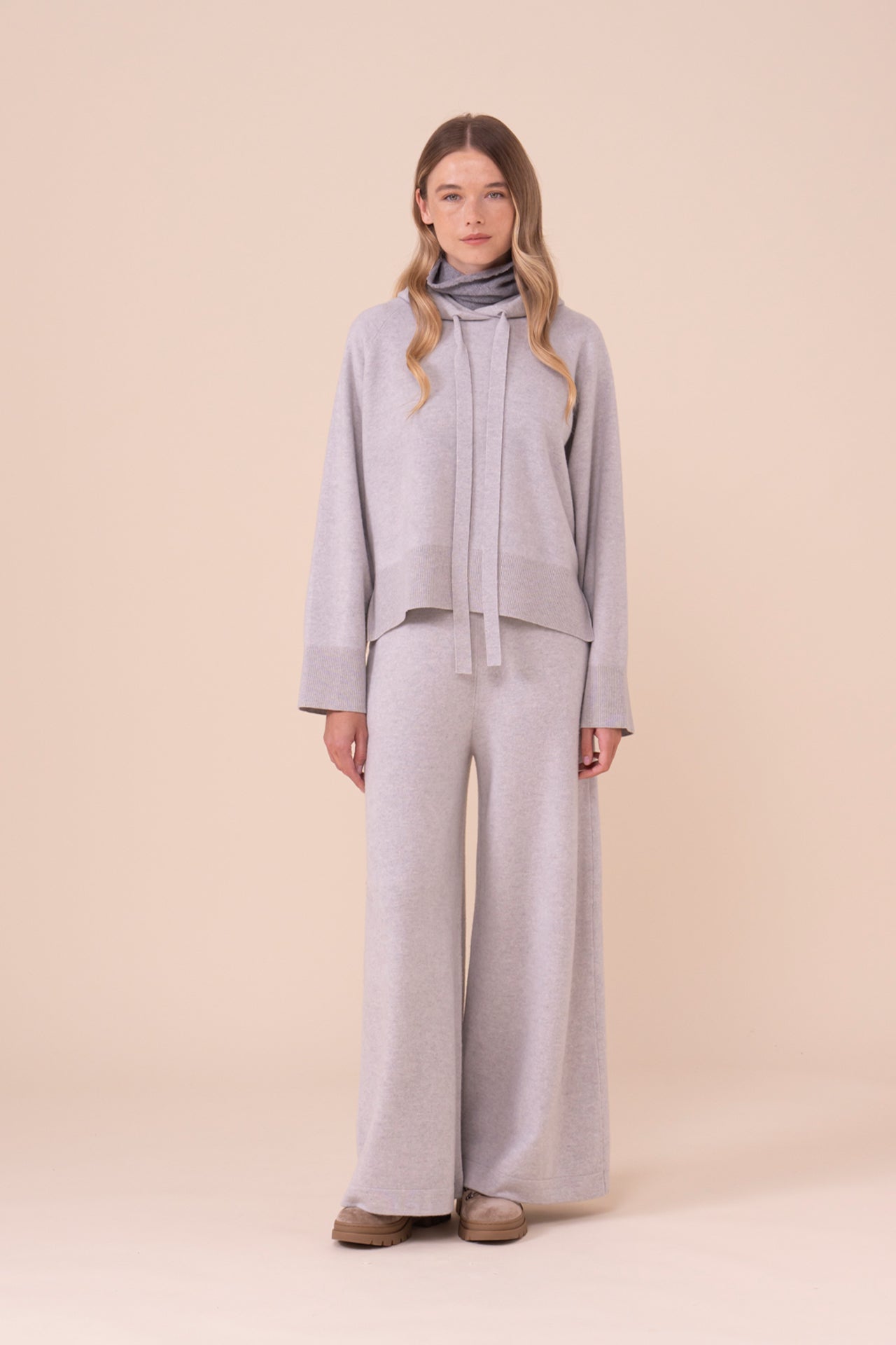 Basalto felpa in lana Merino Geelong con cappuccio - LIGHTGRAY
