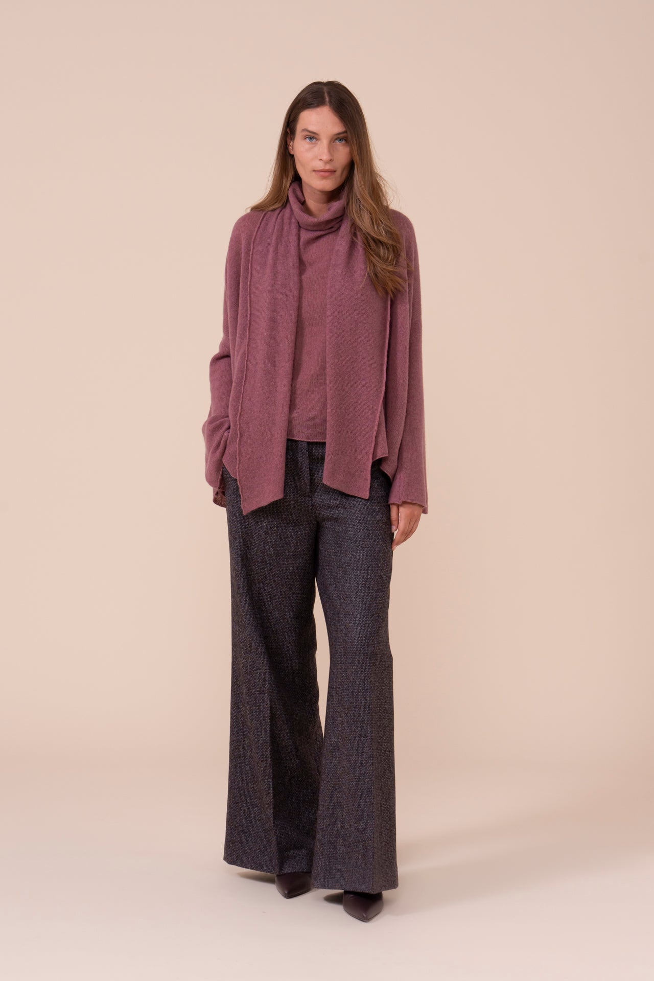 Travertino Second Skin cardigan in cashmere - RASPBERRYMELANGE