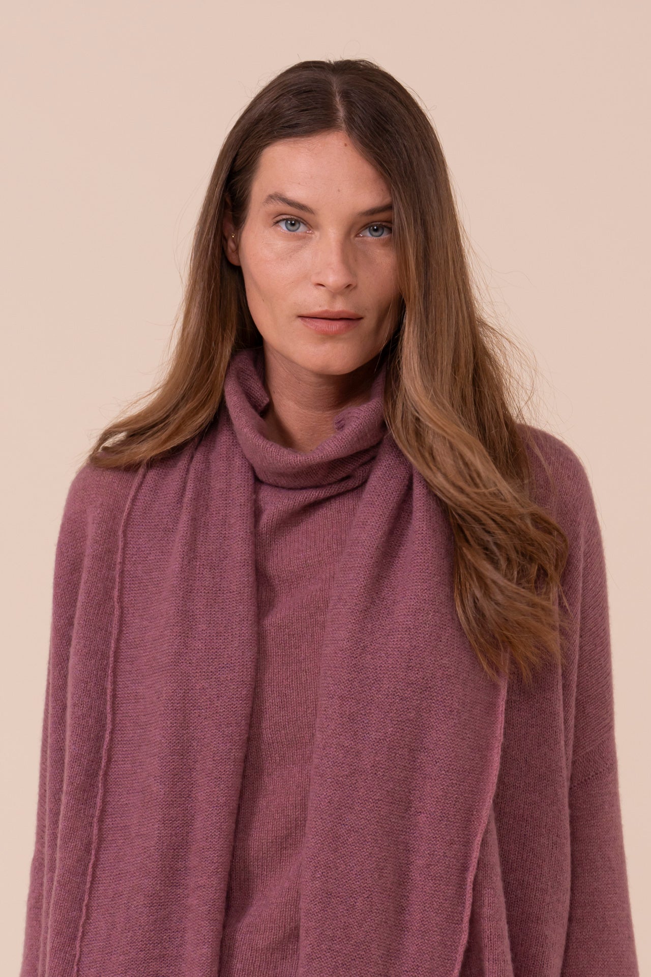 Travertino Second Skin cardigan in cashmere - RASPBERRYMELANGE