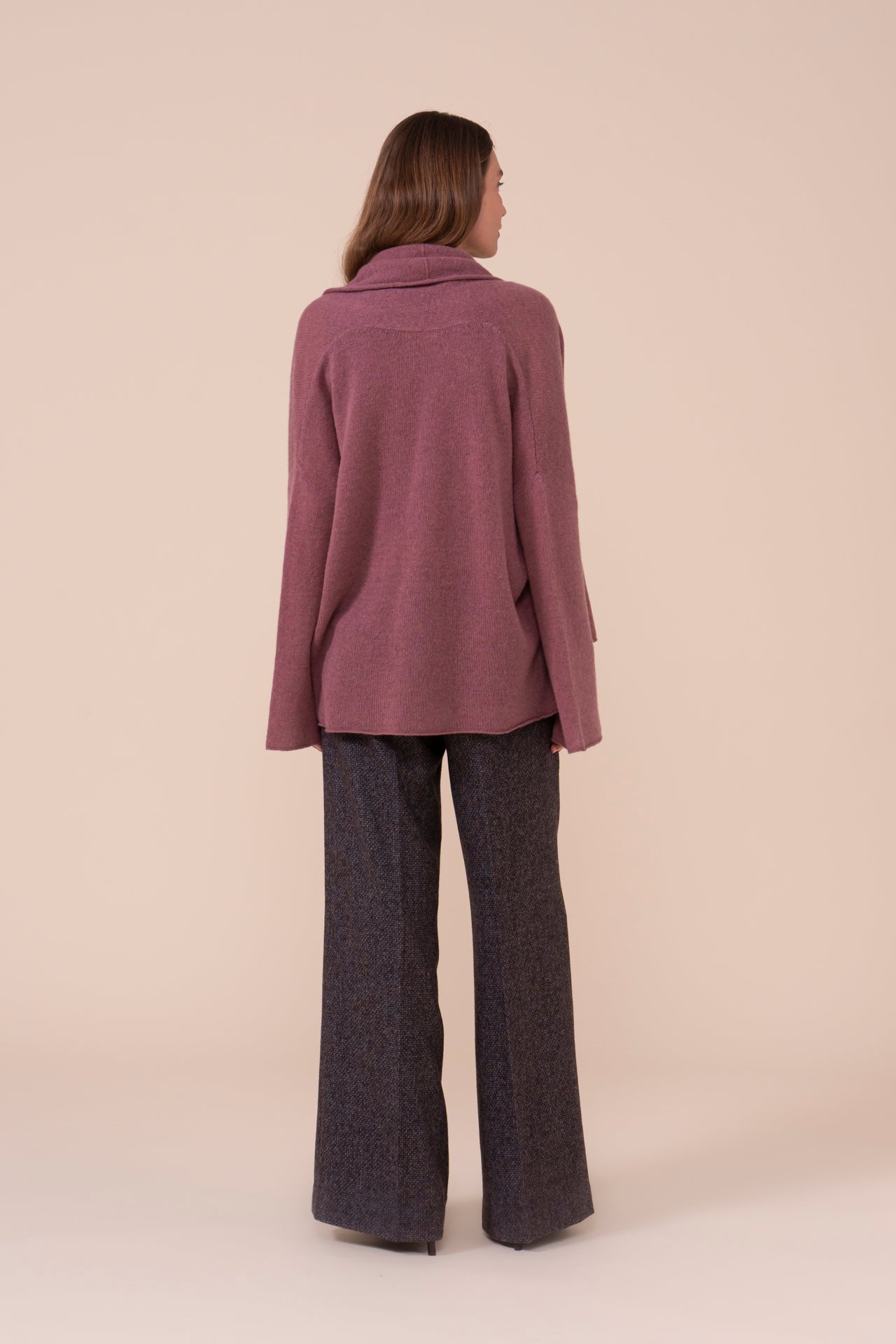 Travertino Second Skin cardigan in cashmere - RASPBERRYMELANGE
