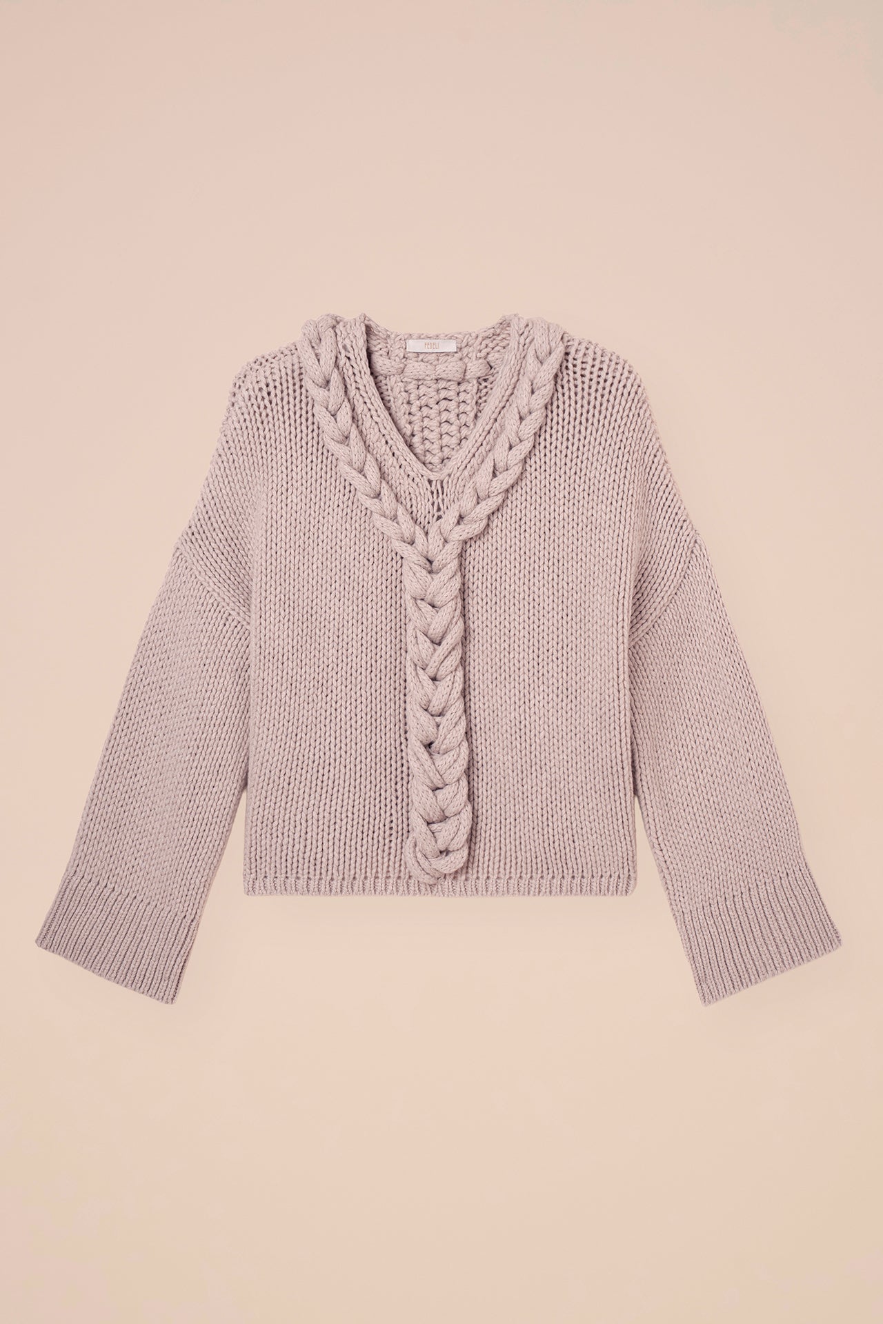 Adria Biggie maglia in lana e cashmere fatta a mano con scollo a V - DESERT