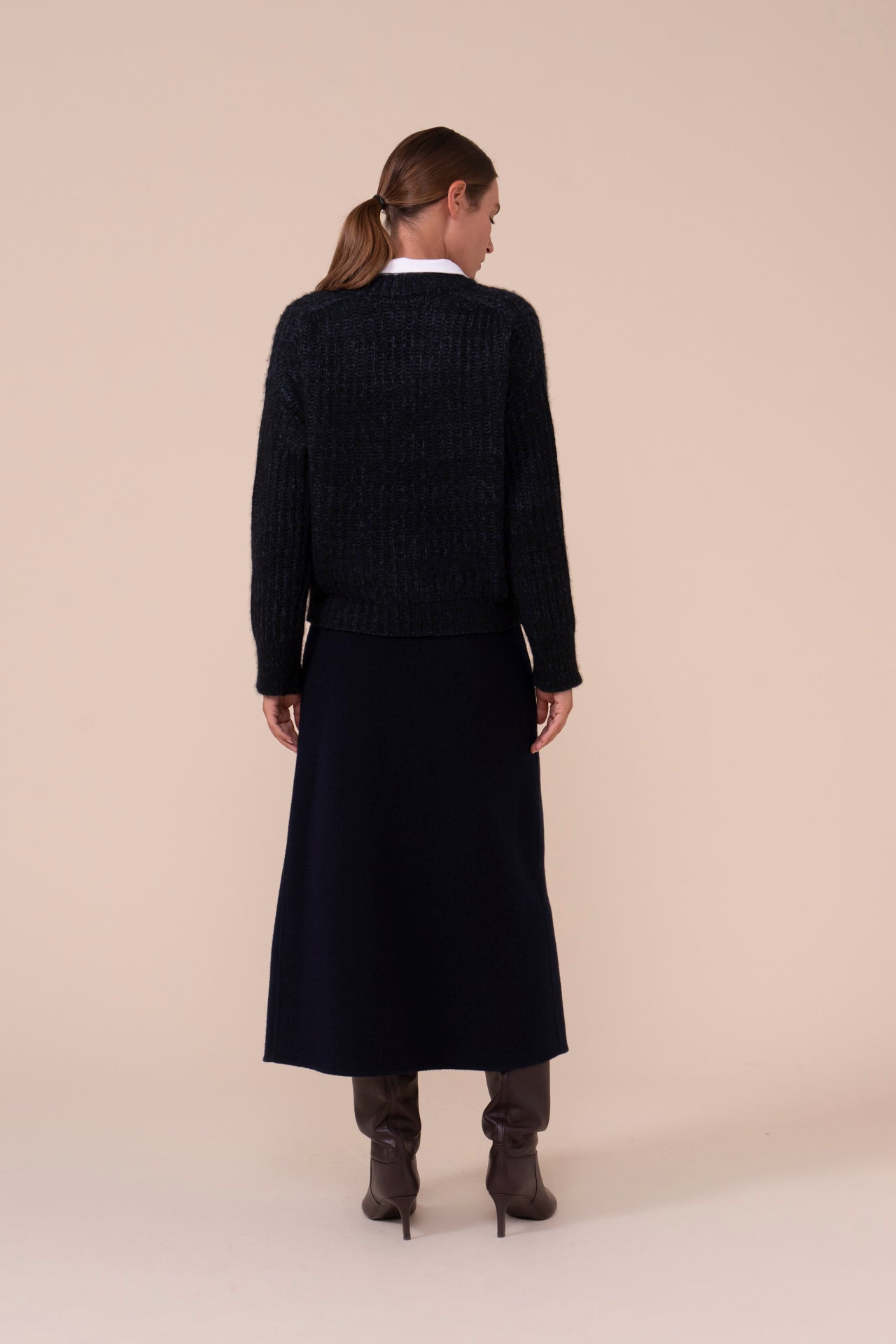 Diorite Plume Chine maglia con scollo a V in cashmere e seta - STORM