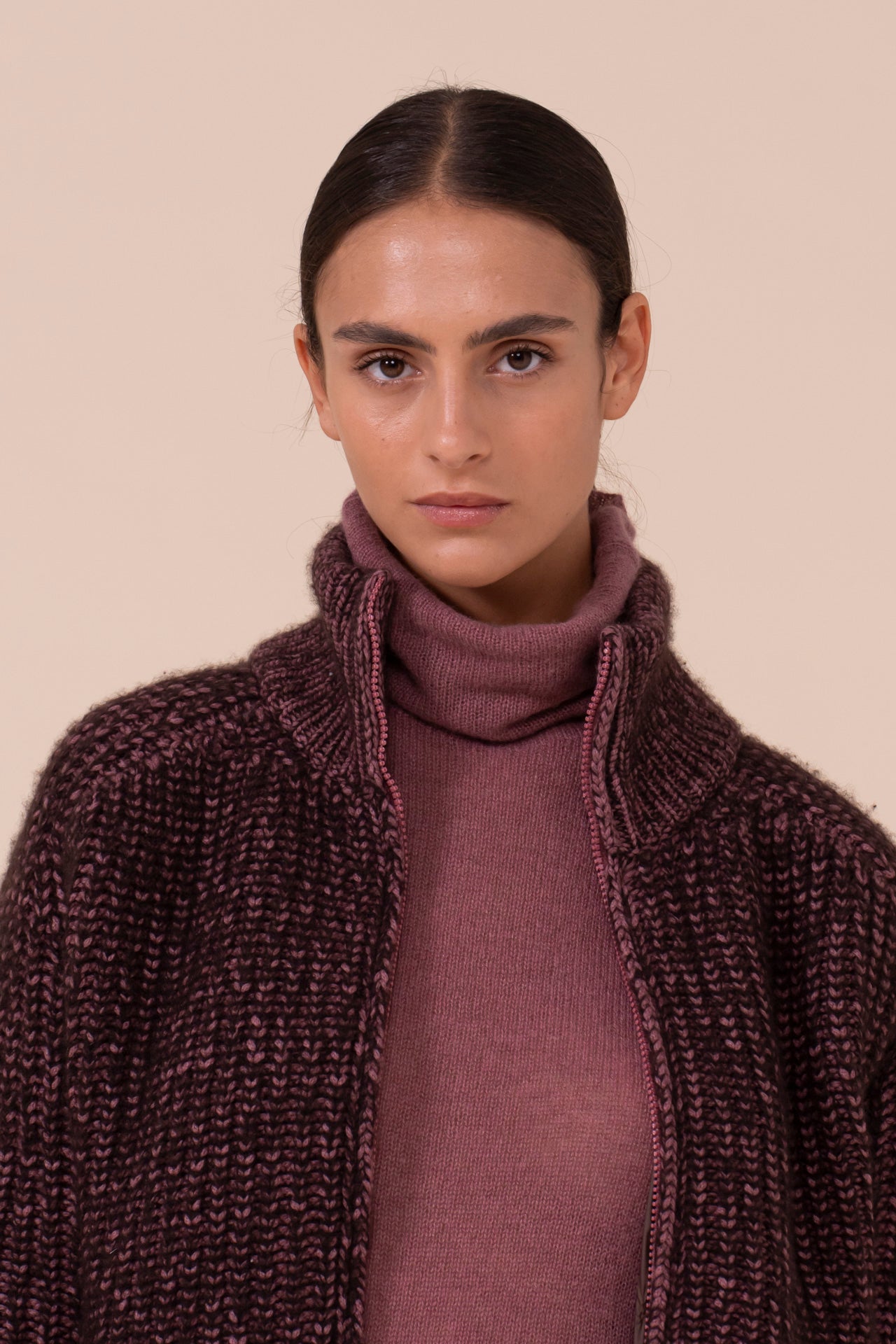 Sienite Plume bomber in cashmere e seta imbottito con Cashsoftpadding - RASPBERRYMELANGE