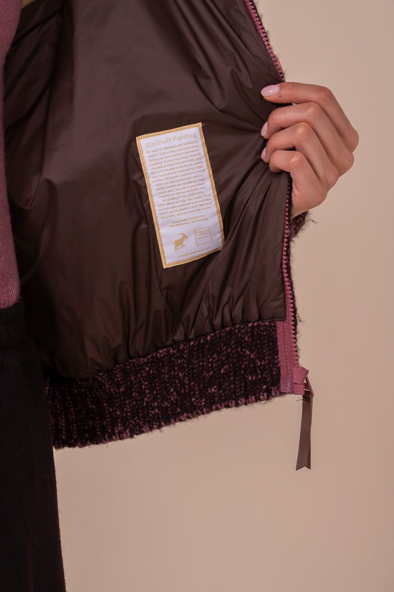 Sienite Plume bomber in cashmere e seta imbottito con Cashsoftpadding - RASPBERRYMELANGE