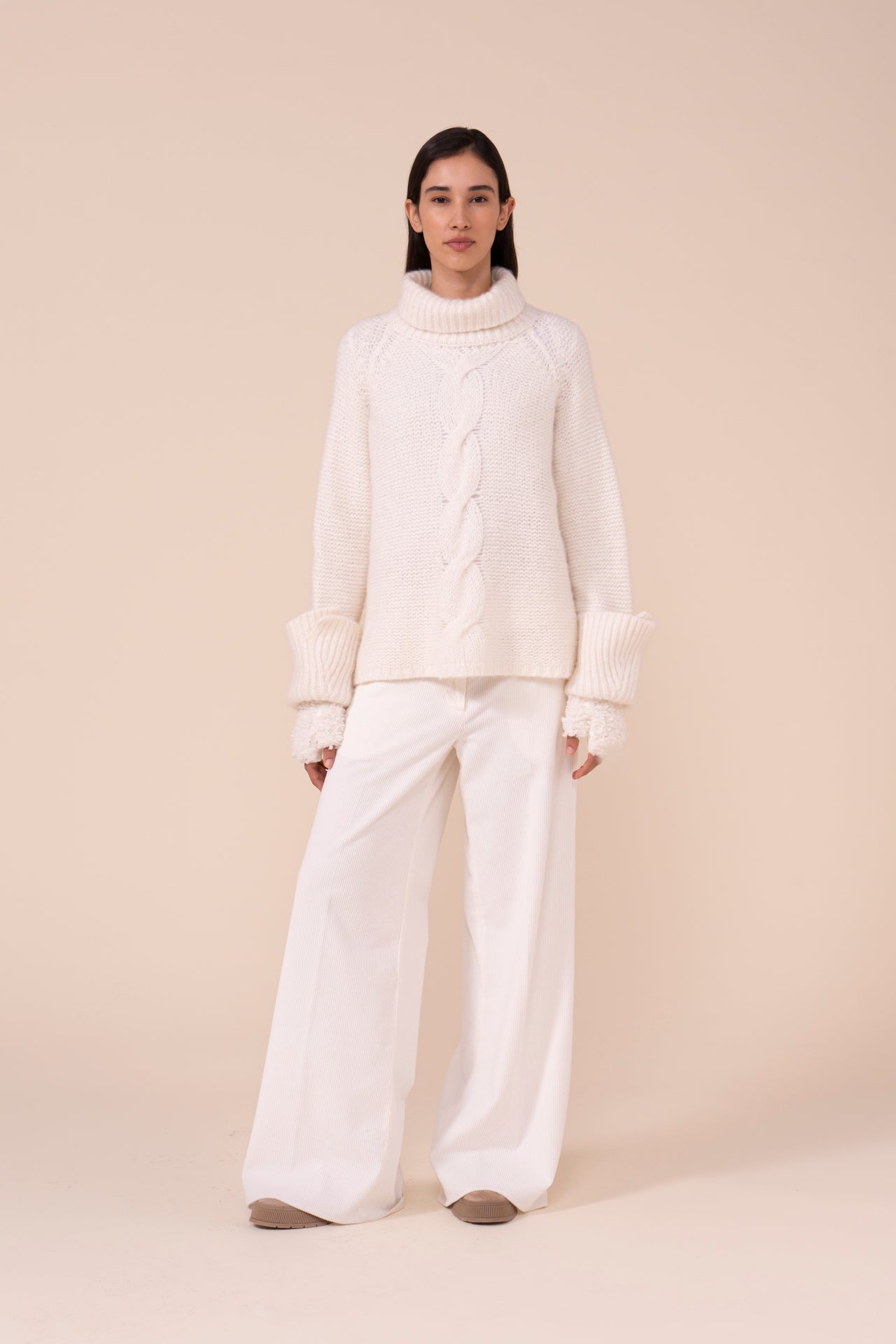 Minette guanti senza dita in lana Merino Hairy effetto pelliccia - ICE