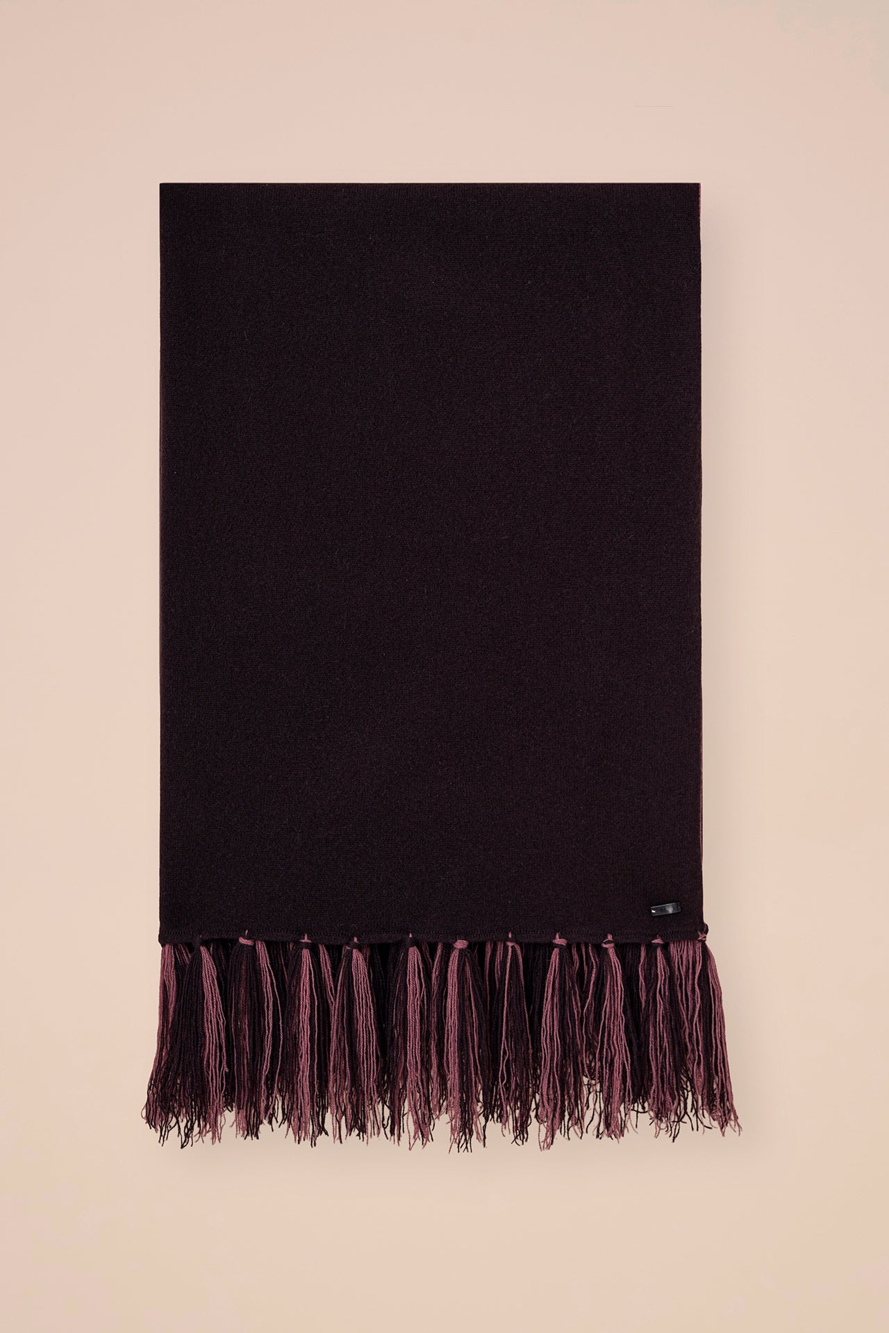 Open maxi sciarpa in cashmere con frange - DARKCHOCOLATE