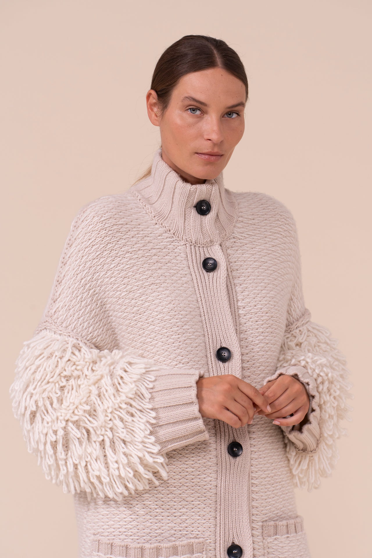 Ventoux Cashmere and Silk Oversized Coat - LINEN