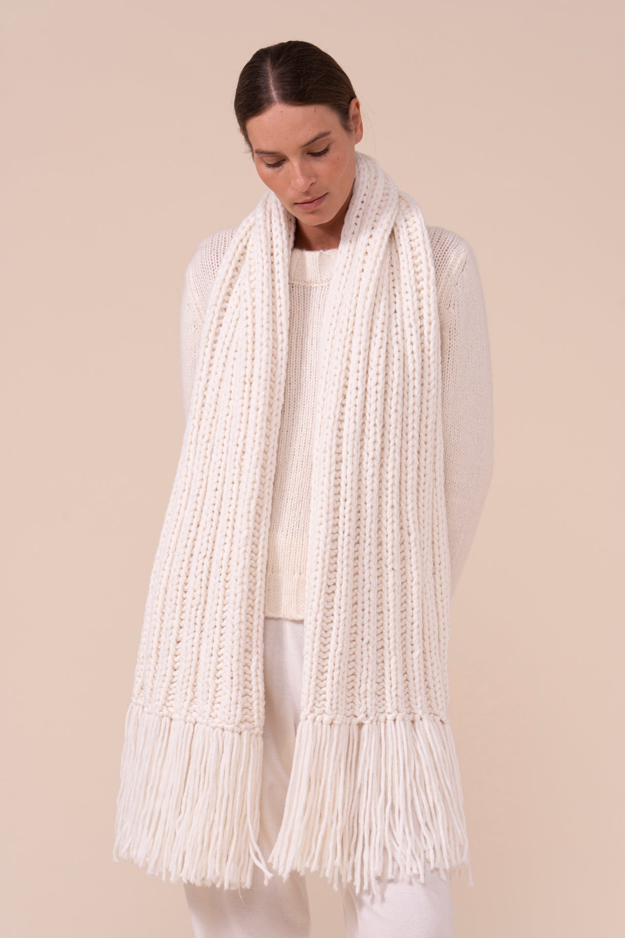 Presolana Biggie Cashmere and Wool Handmade Scarf - ICE