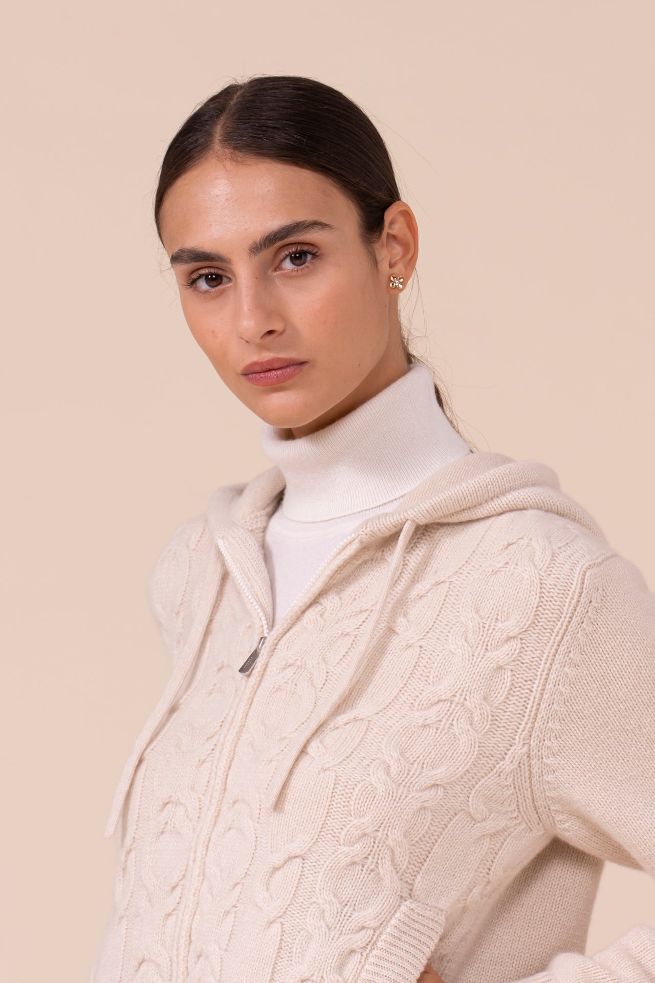 Makalù felpa con cappuccio in cashmere - CREAM/CREAM