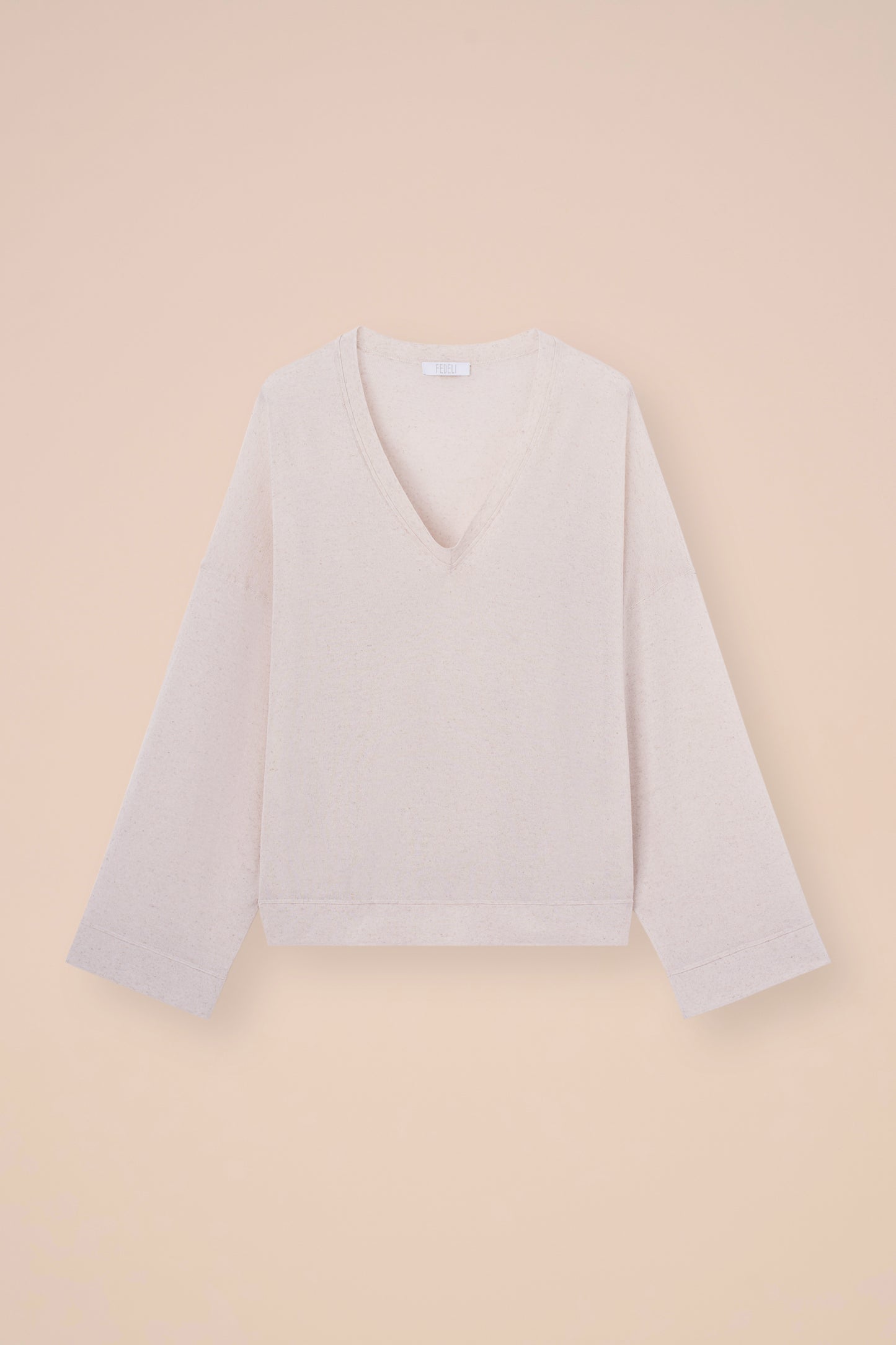 Miranda Viscose and Linen Blend V-neck - CHALK