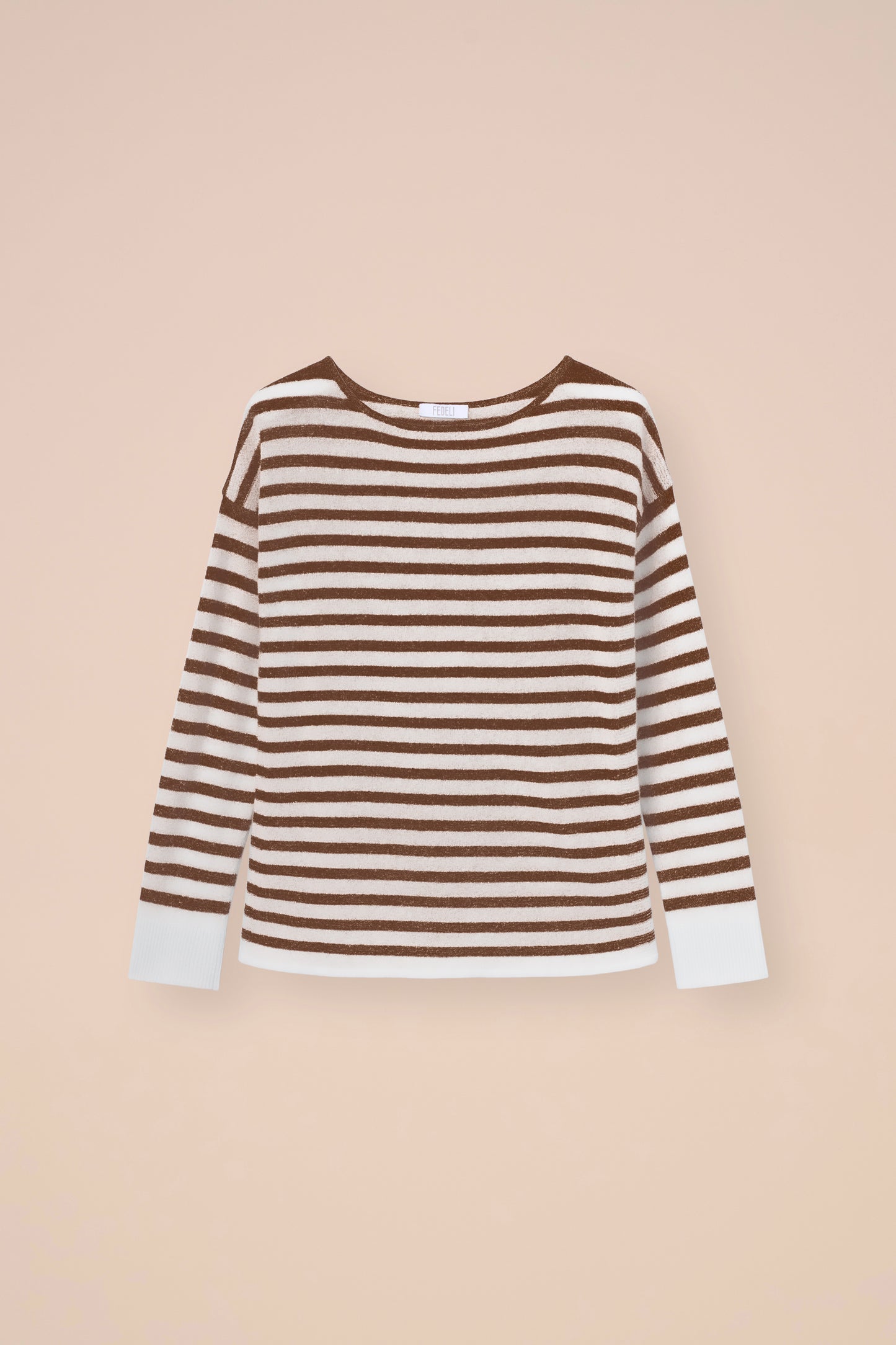 Kahlo Marble Cashmere and Linen Striped Boatneck - WAVE