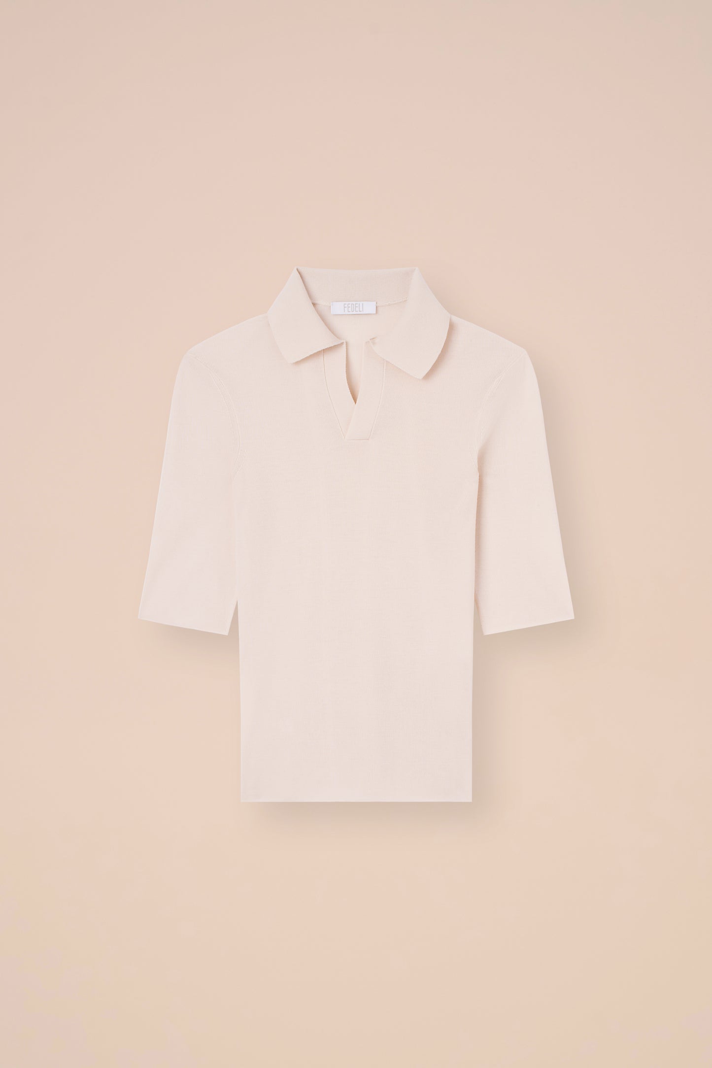 Leslie Pearly polo in cashmere e seta a costine - TAN