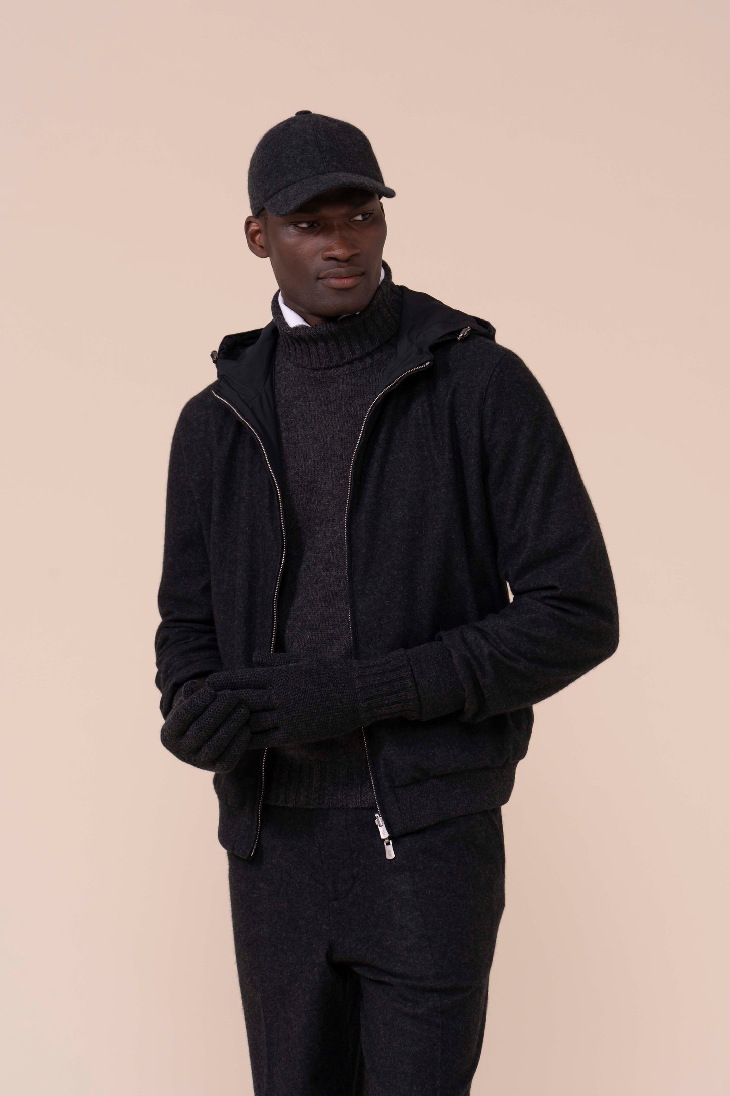 Aspen Cashmere and Suede Gloves - ANTHRACITEMELANGE