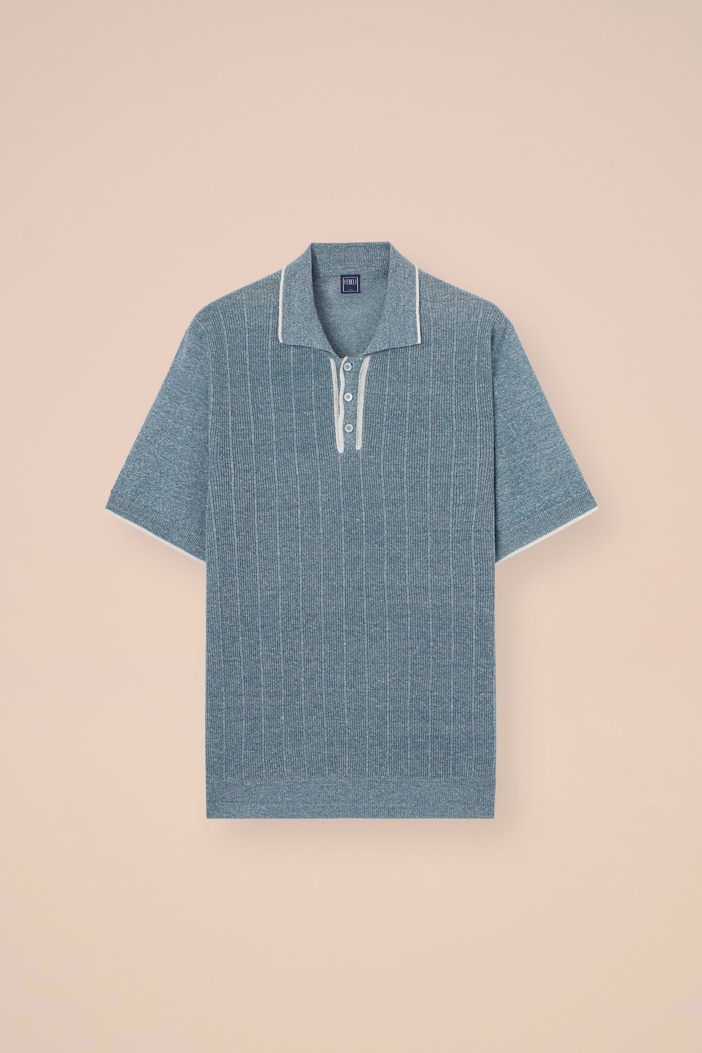 Dodo Cotton and Linen Ribbed Polo - GREIGE