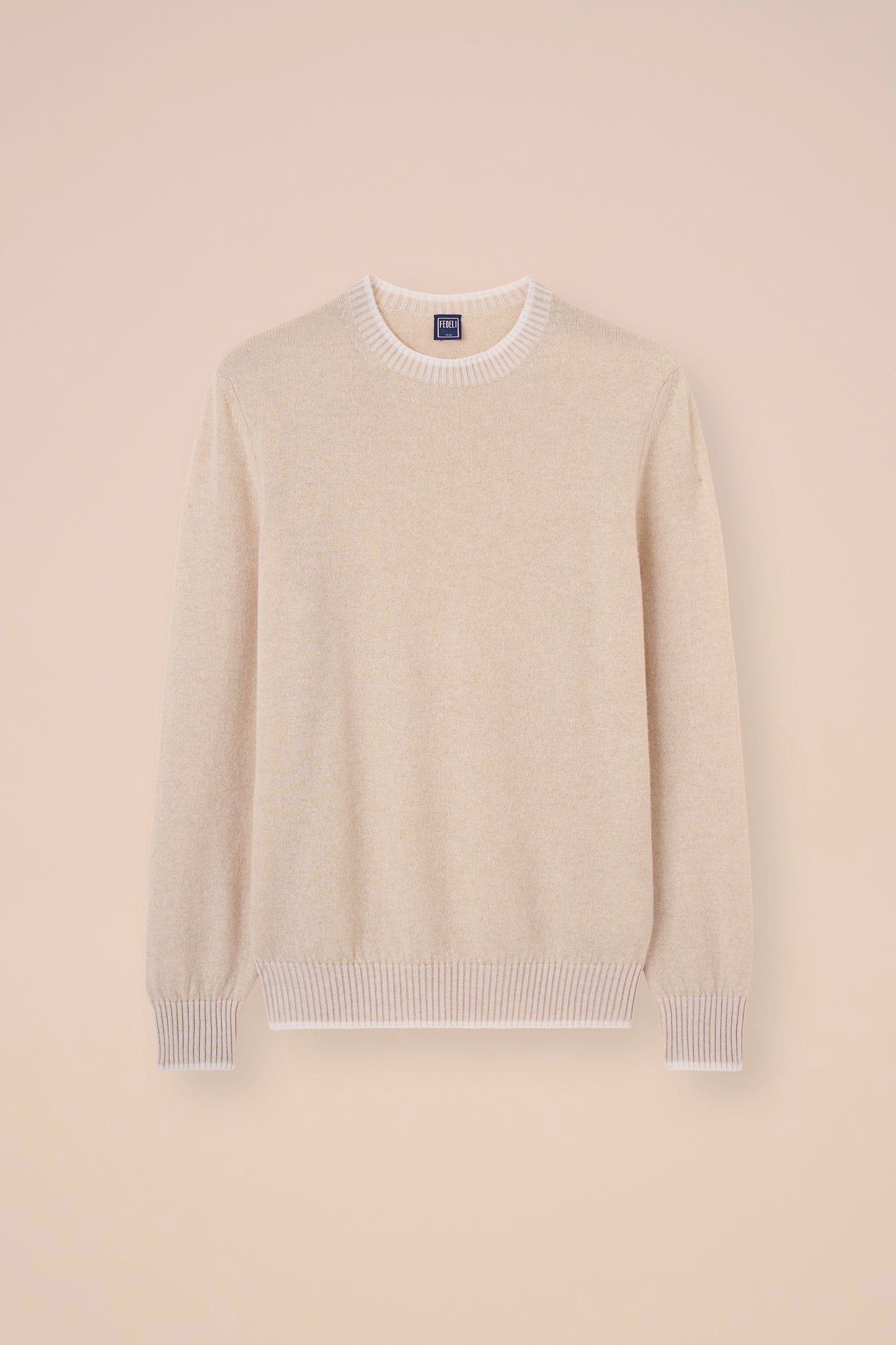 Argentina Van maglia girocollo in cashmere spring - Bicolore - SKYBLUE