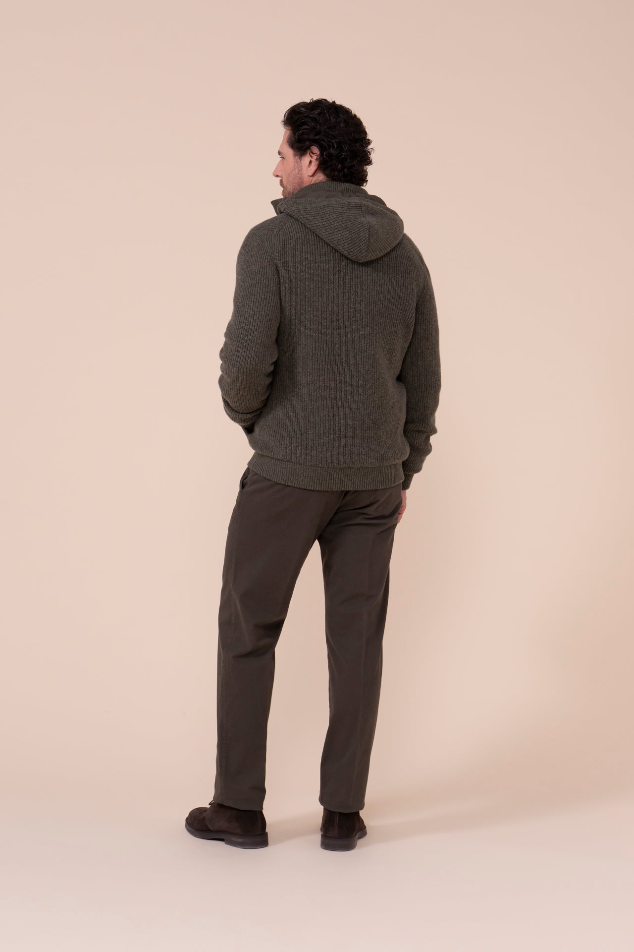 Cortina bomber in cashmere - OLIVEGREENMELANGE
