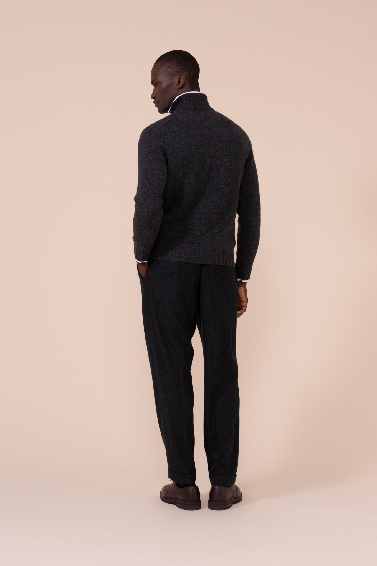 Oslo dolcevita in lana e cashmere - ANTHRACITE