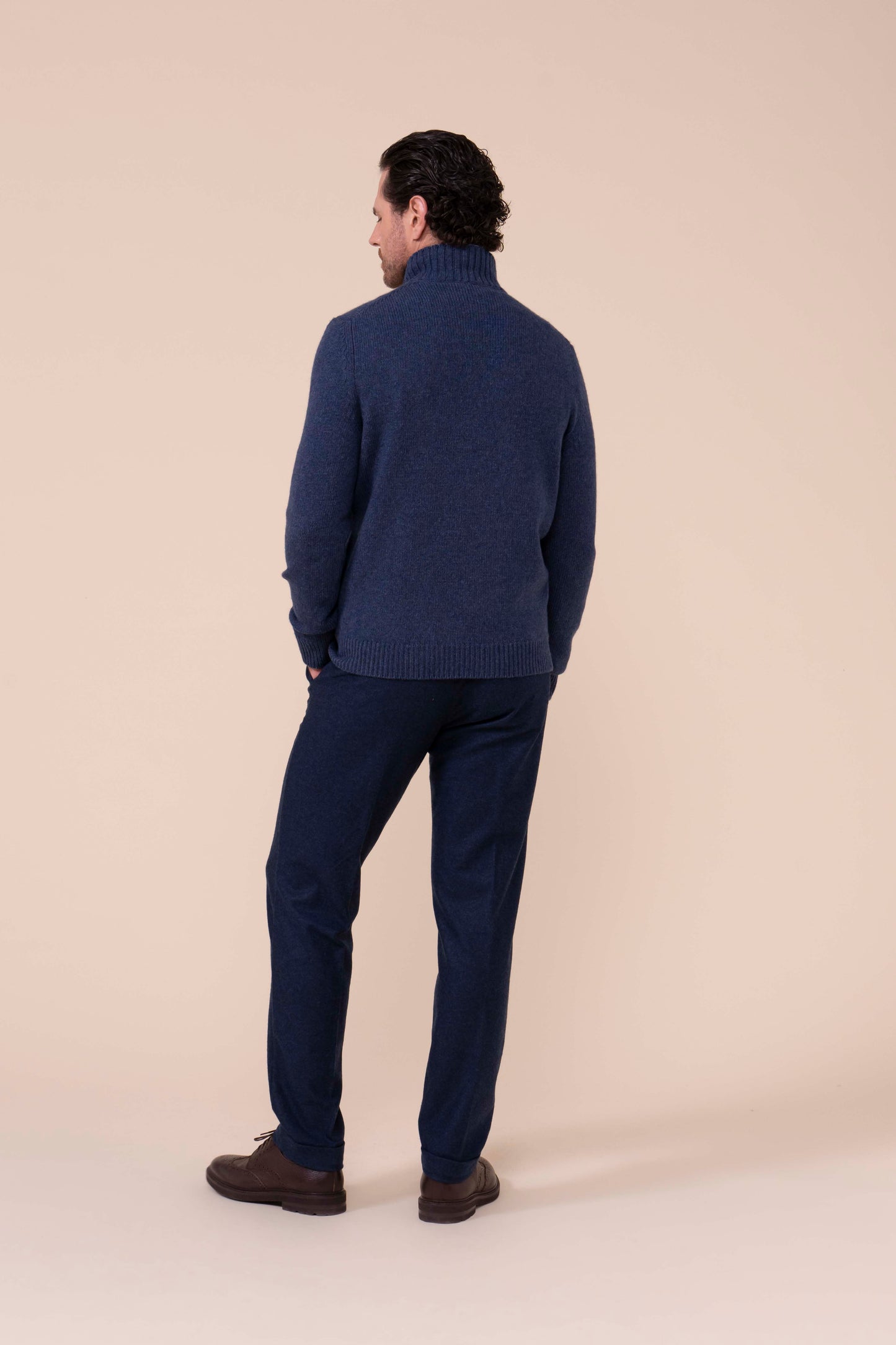 Eco twist maglia a mezza zip in cashmere con dettagli in suede - DENIM