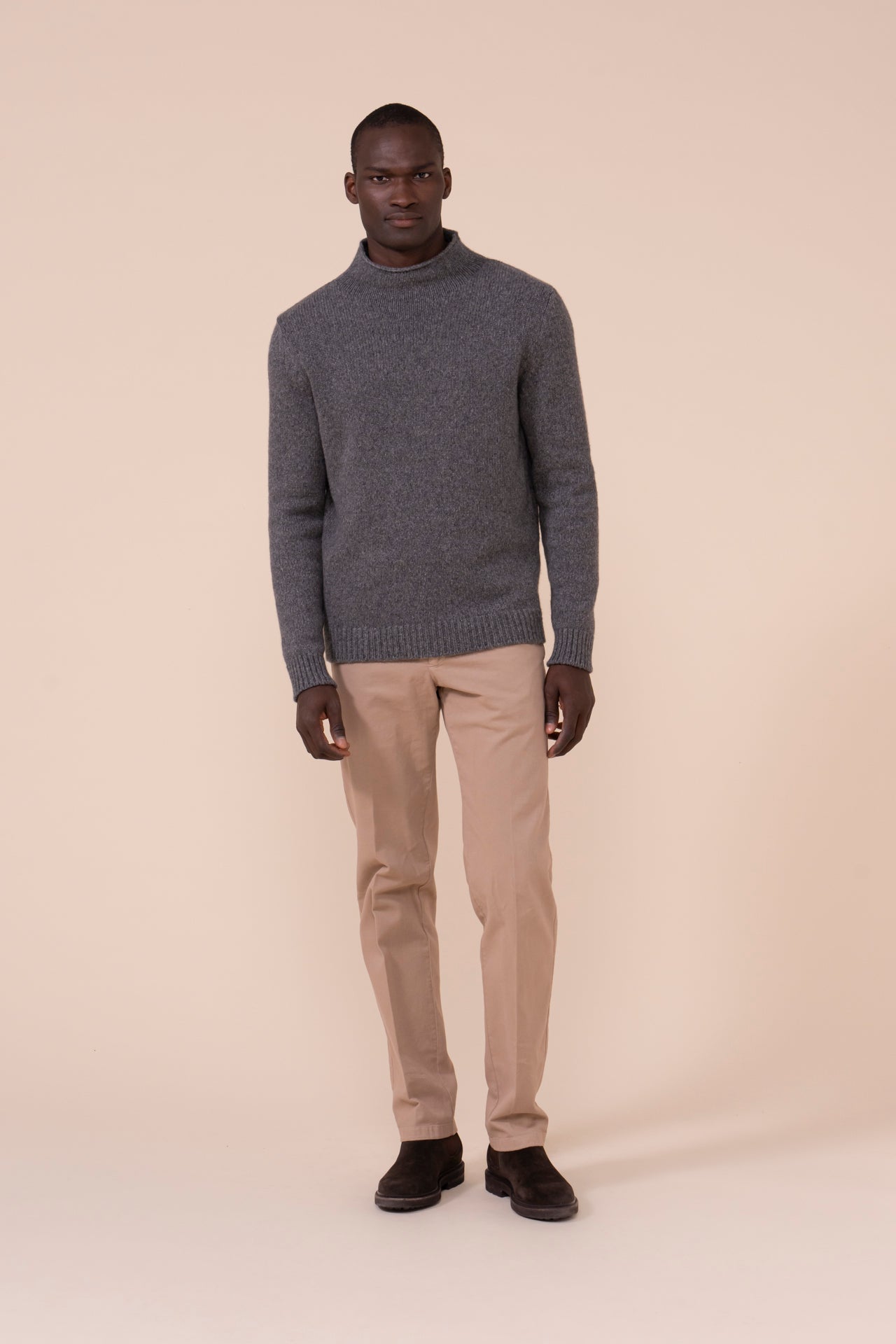 Etna maglia con collo a vulcano in cashmere piuma - STONEMELANGE