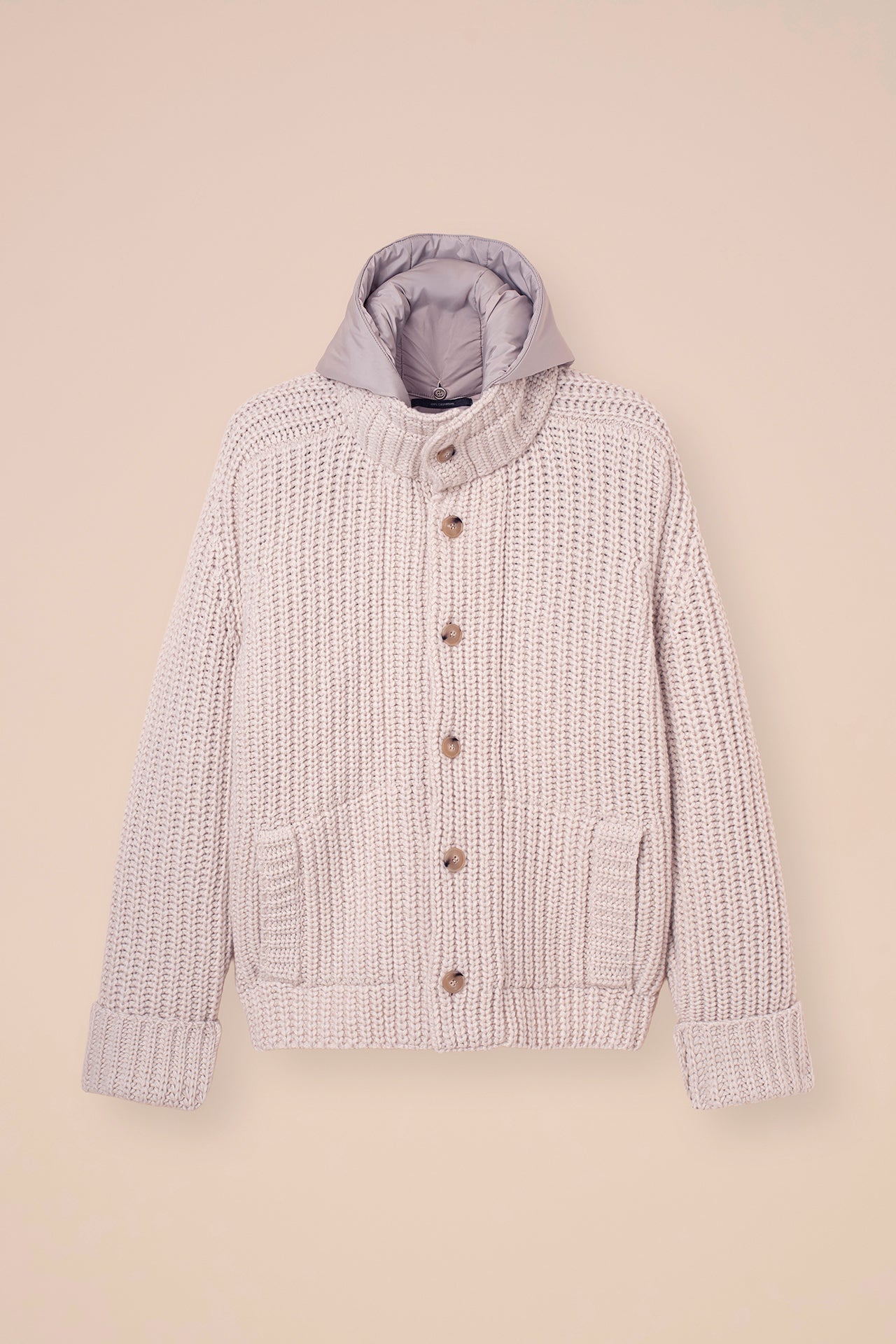 Davos Cashmere Tecknet Knit Bomber - CREAM