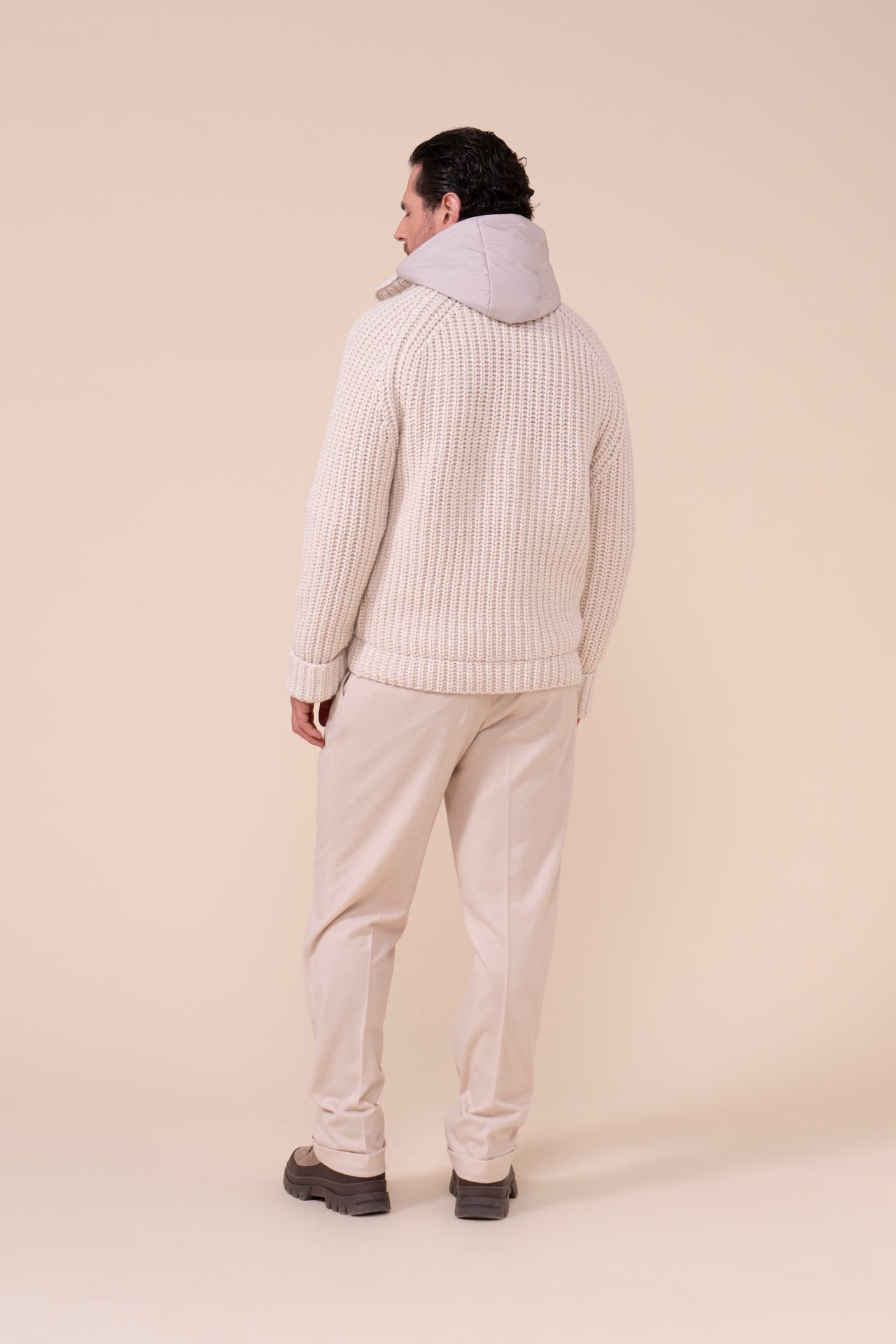 Davos Cashmere Tecknet Knit Bomber - CREAM