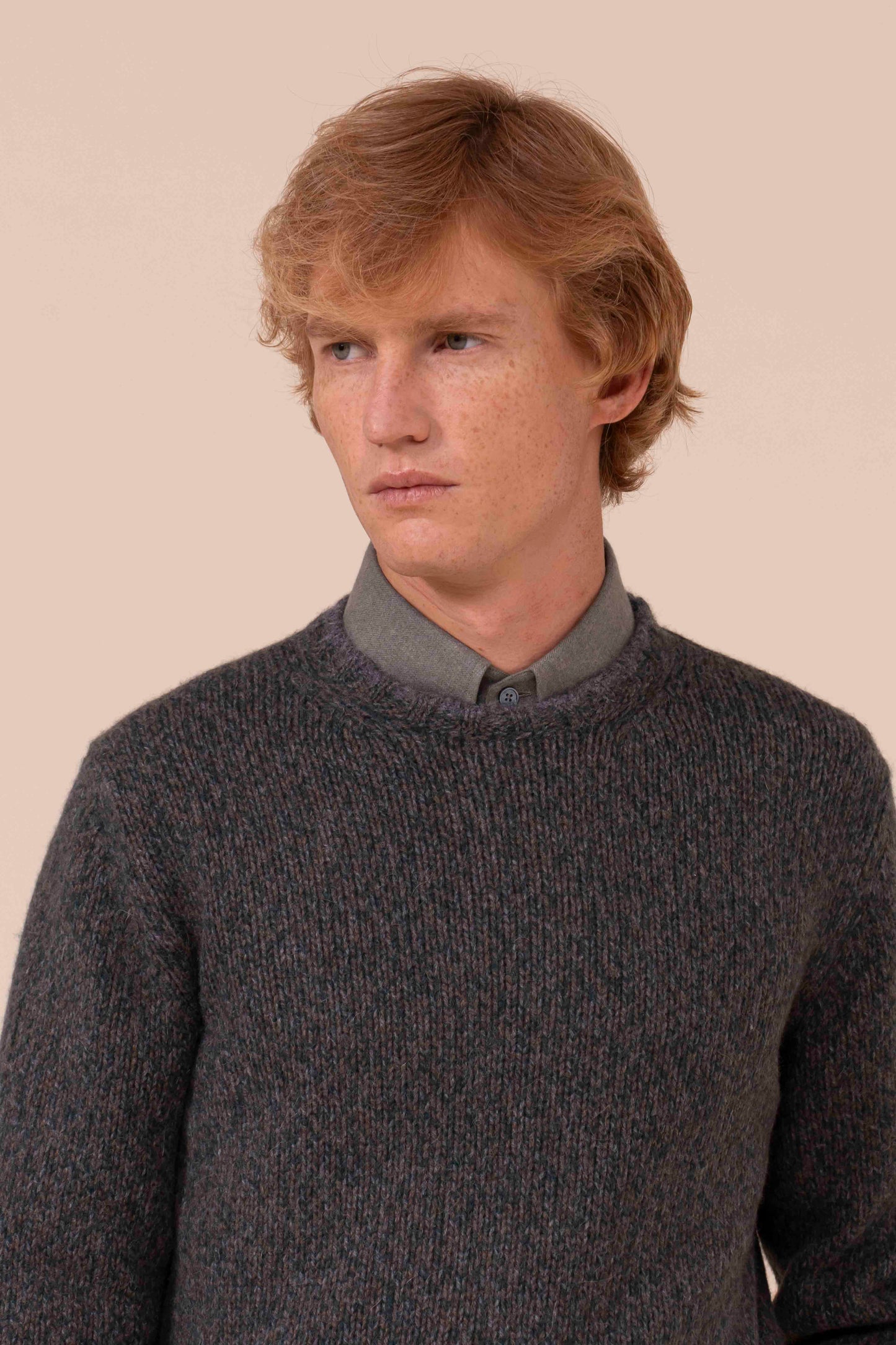 Argentina Baby Alpaca and Wool Crewneck - Bicolor - TEAL