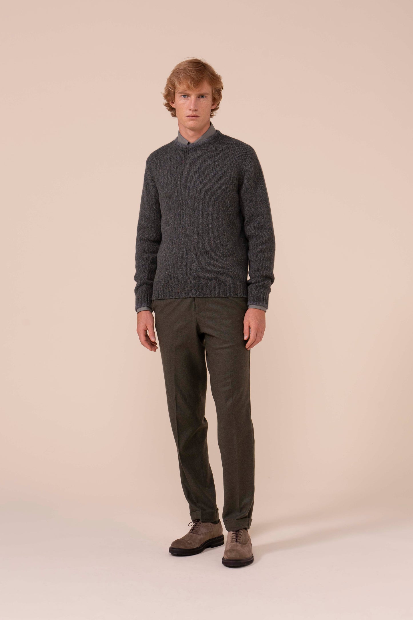 Argentina Baby Alpaca and Wool Crewneck - Bicolor - TEAL
