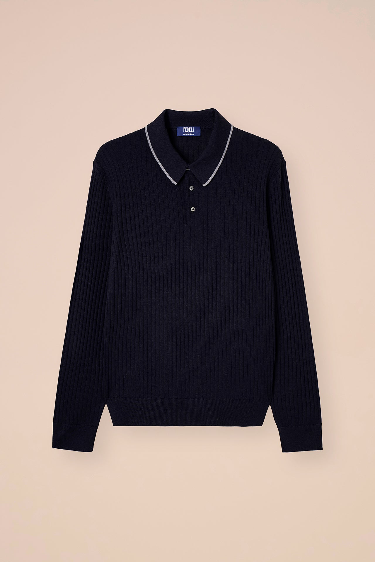 John Superfine Merino Wool Polo Shirt - MIDNIGHTBLUE