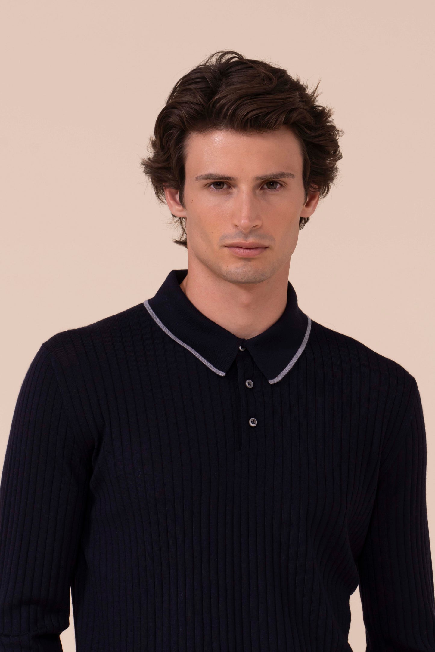 John Superfine Merino Wool Polo Shirt - MIDNIGHTBLUE