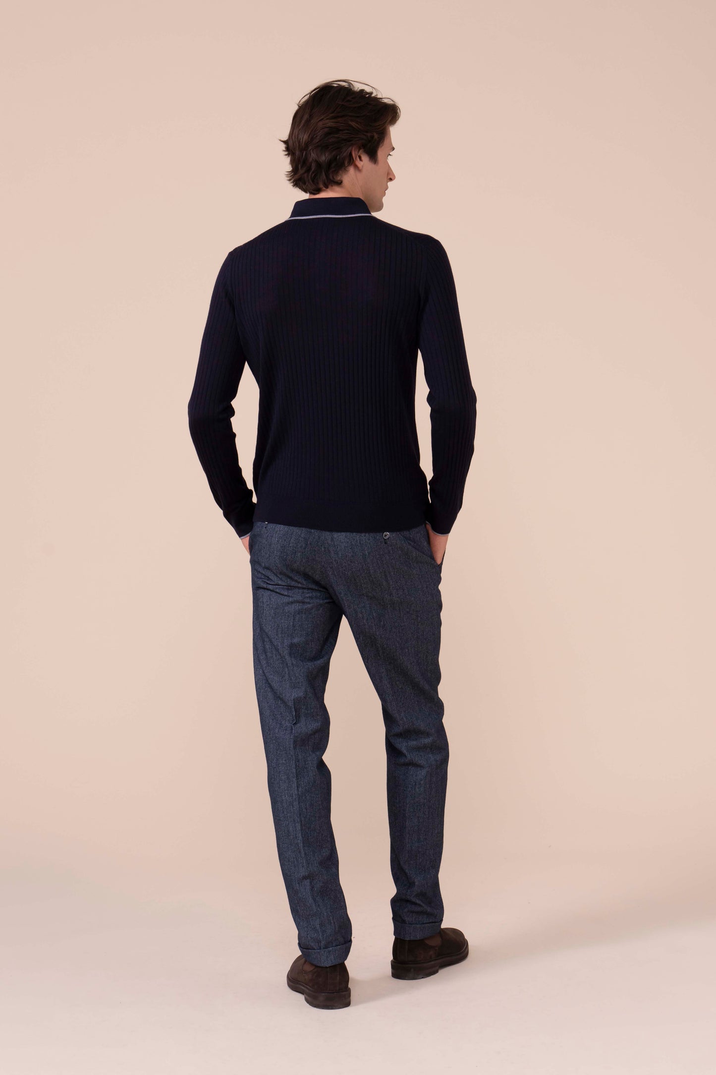 John Superfine Merino Wool Polo Shirt - MIDNIGHTBLUE