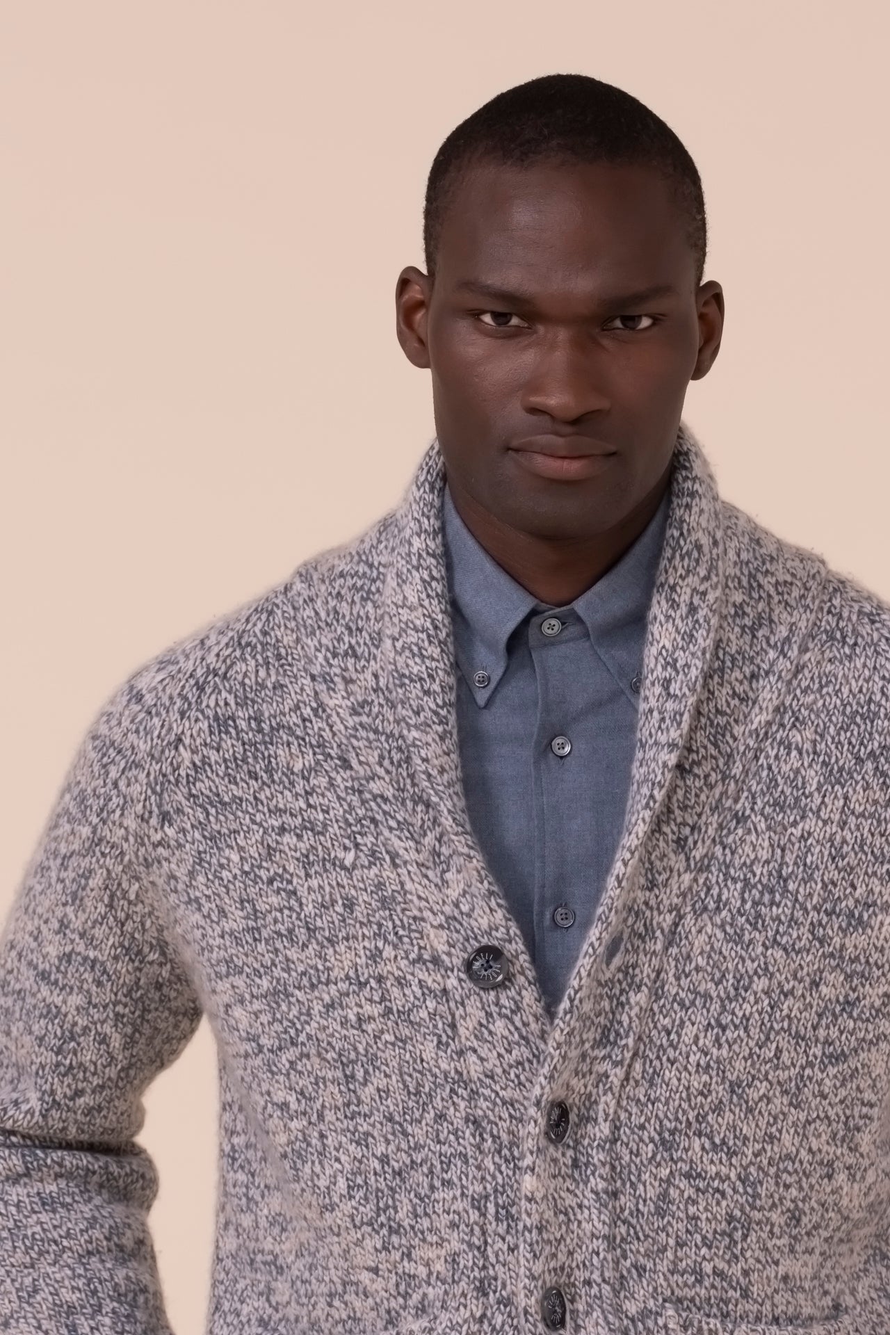 Stanley Scotland cardigan in cahsmere con bottoni - PETROLEUM