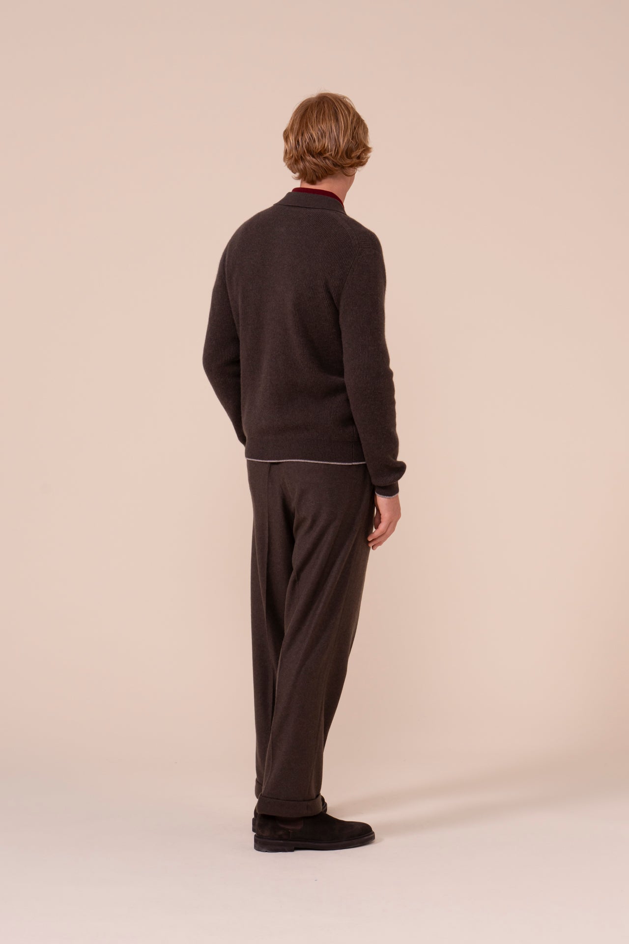 One Cashmere Knit Shirt - Bicolor - COFFEE